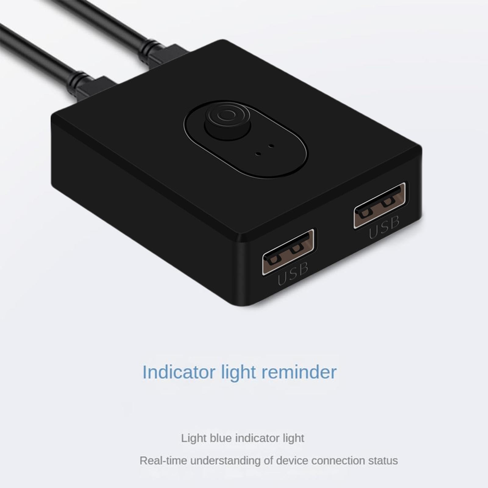 USB Switch 2 in 1 Out / 1 in 2 Out - Bidirectional Sharing Hub for PC, Mouse, Keyboard, Printer & Scanner - Plug and Play USB Switcher for Home Office & Gaming Setup