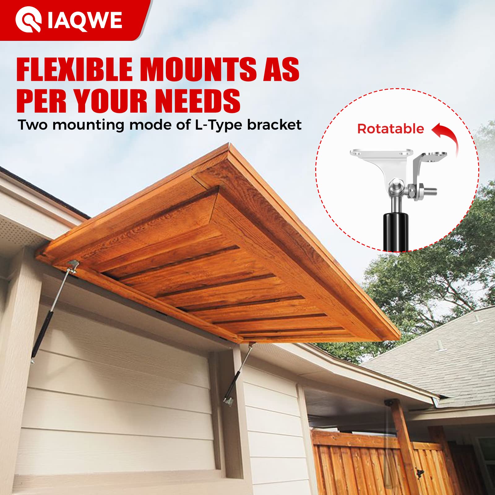 20 Inch 150LBS/668N Heavy Duty Gas Struts Lift Support - Perfect for RV Beds, Toolboxes, TV Cabinets, Floor Hatches, Trash Bins & Outdoor Benches (2-Pack) by IAQWE - Durable Support for Smooth Opening & Closing Motion