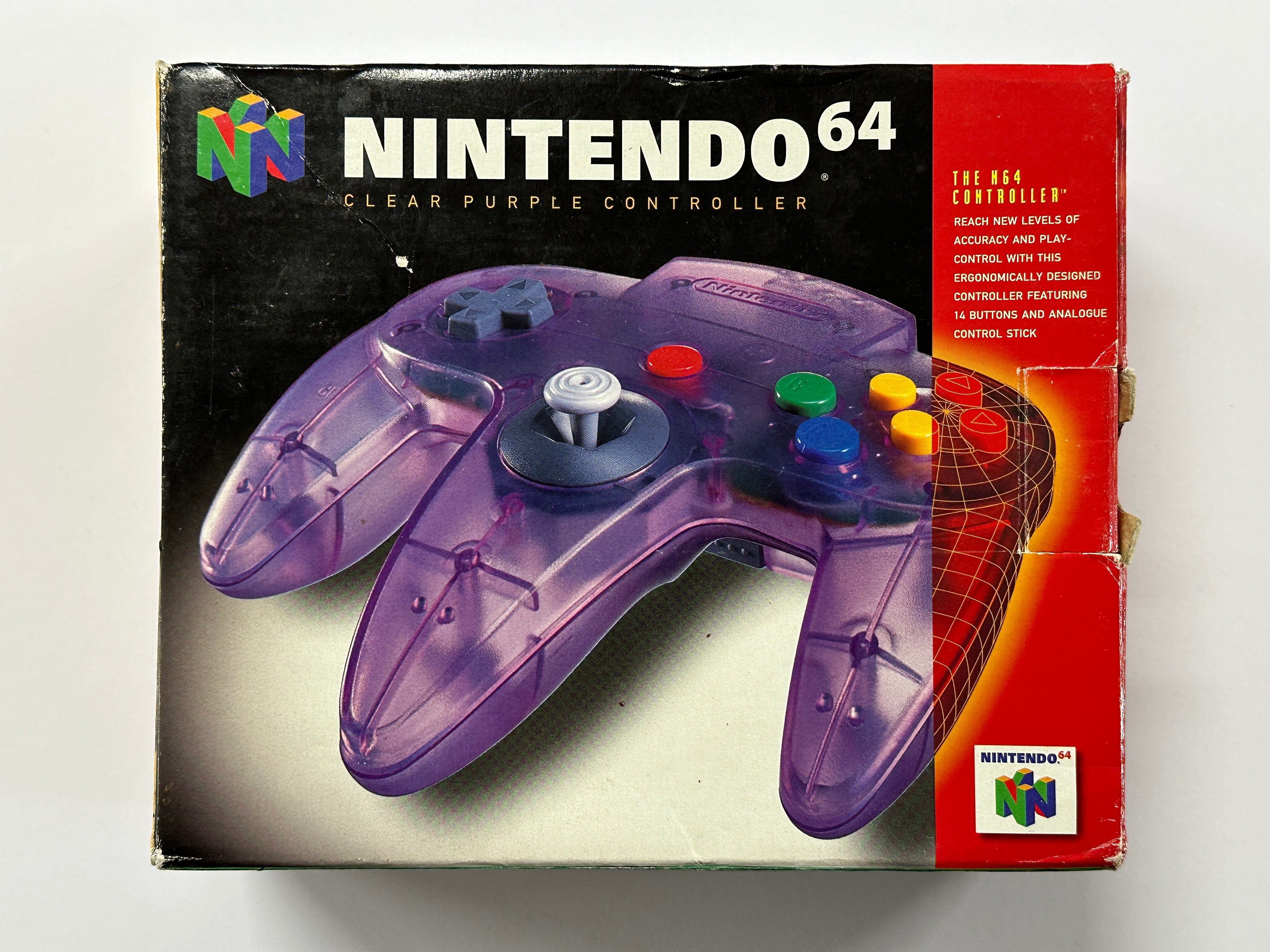 Original Atomic Clear Purple Nintendo 64 Controller - Complete in Box - Authentic N64 Gamepad for Retro Gaming & Collectors - Perfect for Classic N64 Consoles & Gaming Setups