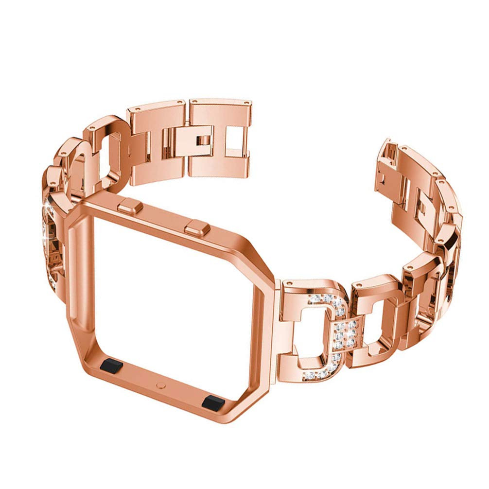 Hemobllo Rose Gold Rhinestone Watch Band - Quick Release Replacement Strap with Frame for Men, Compatible with Smartwatches & Dress Watches, Perfect for Weddings, Parties & Formal Events