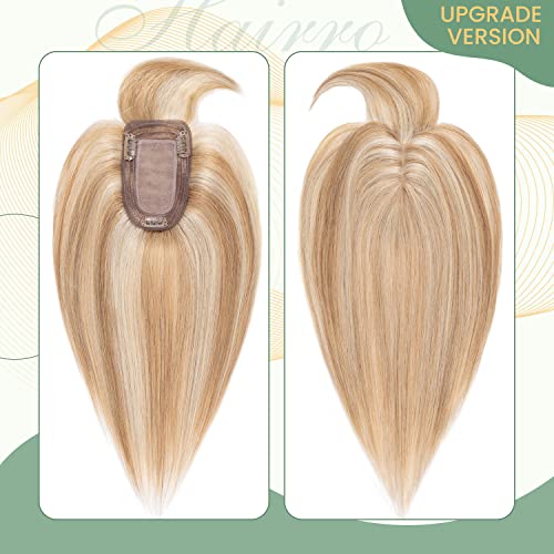 Clip in Human Hair Topper with Silk Base - Natural Looking Hairpiece for Thinning Hair - Perfect for Daily Wear, Special Occasions & Styling