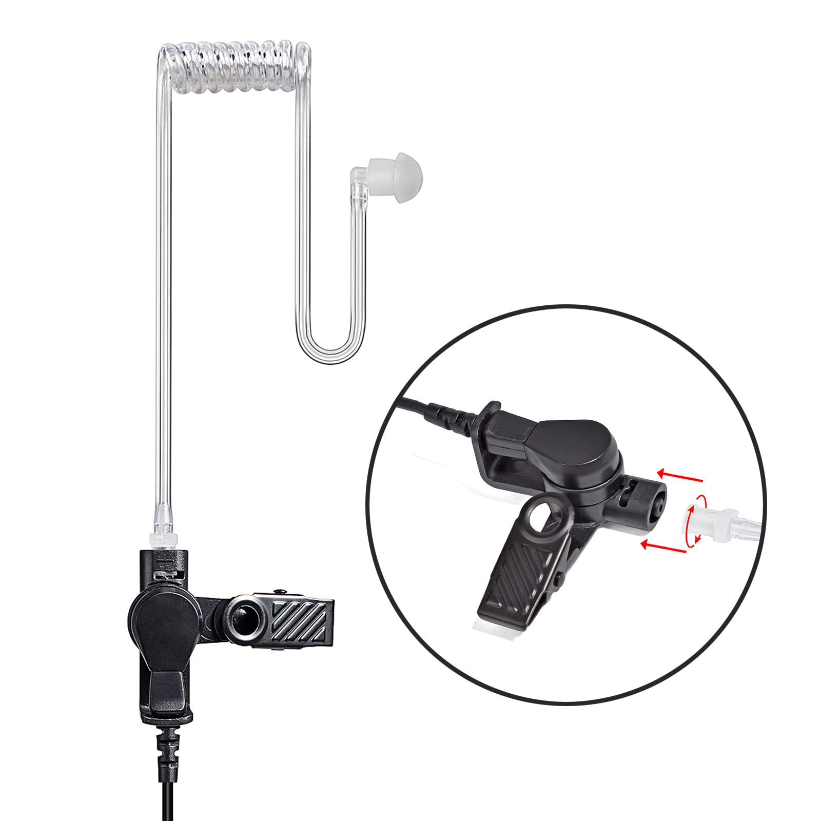 HYS 2-Way Radio Earpiece Headset with PTT & Mic - Compatible with Retevis Baofeng UV5R Kenwood TK250 Walkie Talkie - Secure & Comfortable Acoustic Tube Design for Outdoor Adventures, Construction Sites & Security Work