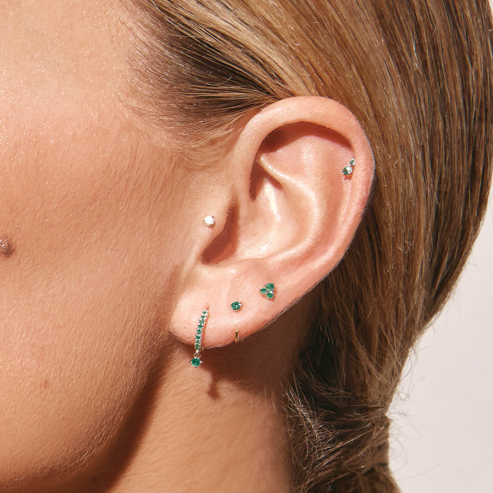 10K Gold Emerald Drop Single Huggie Earrings – Dainty & Elegant Jewelry for Everyday Wear, Parties & Special Occasions