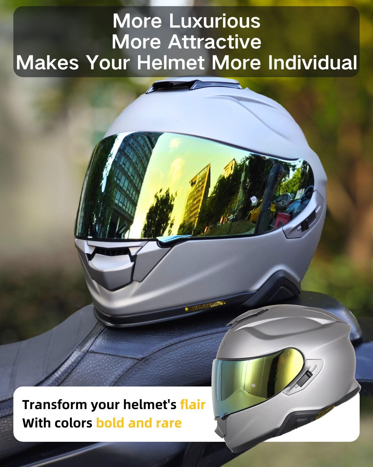 Soman GT Air 2 Visor Shield Replacement - Gold Face Shield Compatible with GT Air, GT Air 2, Neotec, CNS-1, TC-5, TC-9 Helmets - Perfect for Motorcycle Riding, Racing & Outdoor Safety Protection