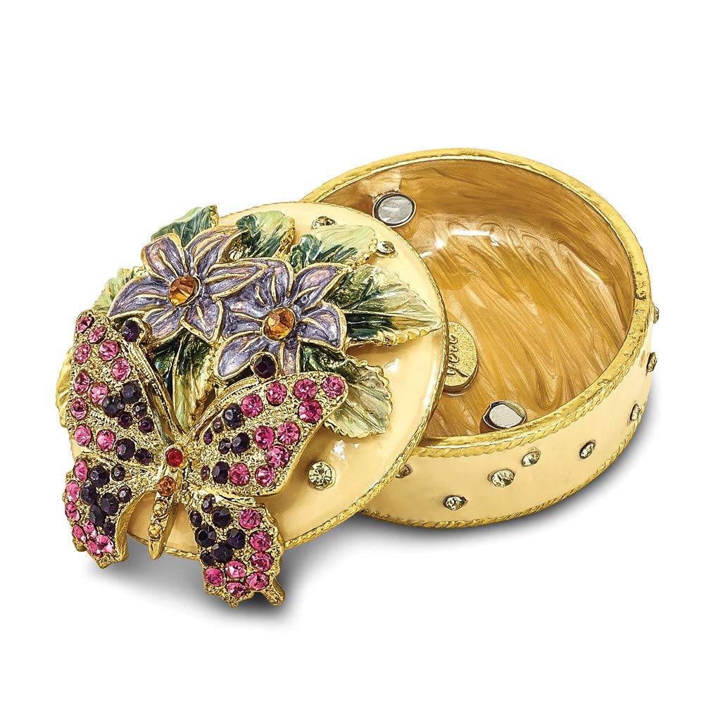 Luxury Bejeweled Floral Trinket Box with Enamel & Matching Pendant Necklace - Elegant Collectible Gift for Women, Jewelry Storage & Home Decor