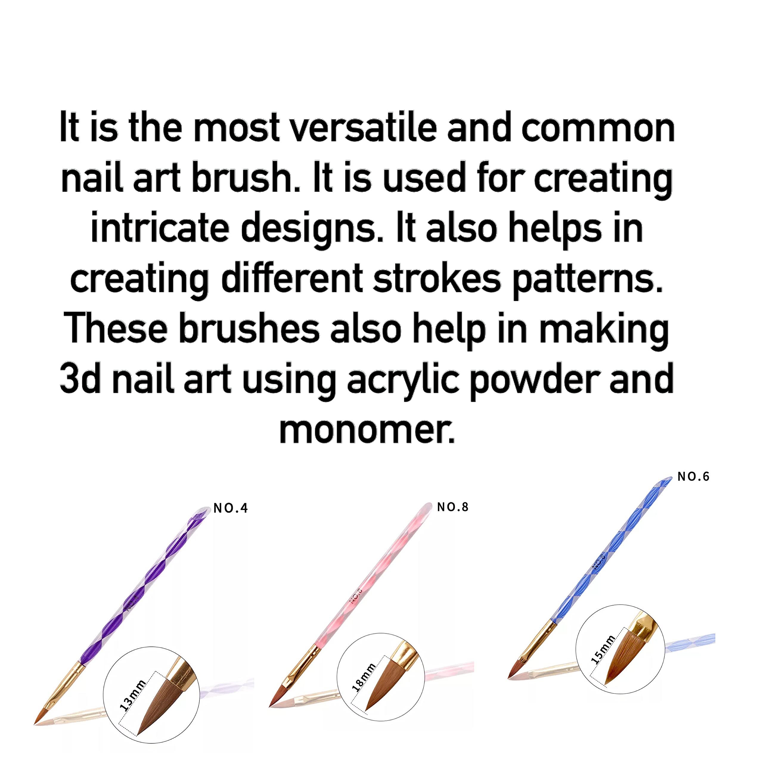 5pcs Acrylic Nail Brush Set - Professional Nail Art Tips Builder Brush, Nail Polish Brush Pen for Salon & Home Manicure | Perfect for Acrylic Nails, Gel Polish & Nail Art Designs (5-in-1 Kit)
