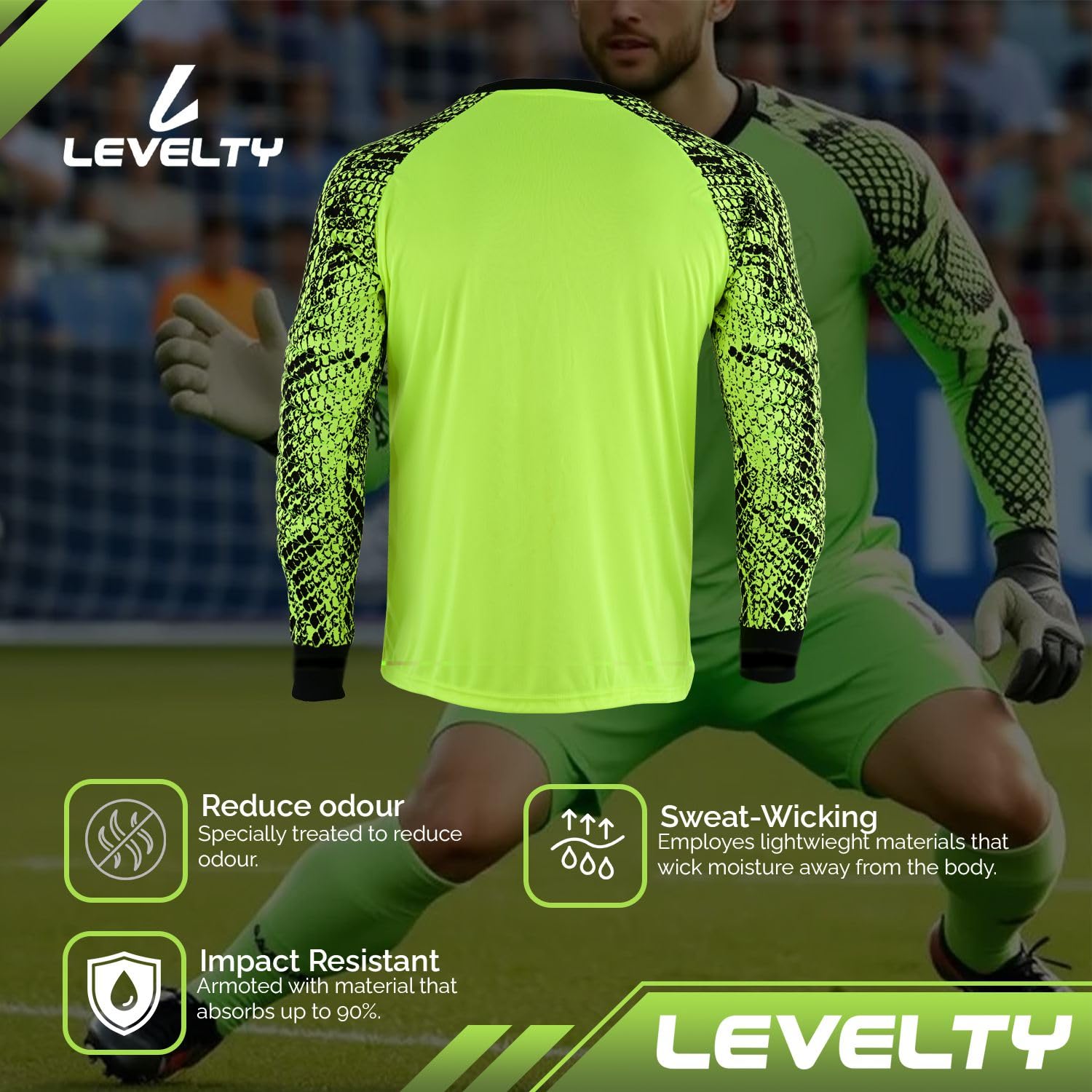 Premium Multi-Padded Goalkeeper Jersey for Adults & Kids - Long Sleeve Breathable Football Shirt for Soccer Goalies - Perfect for Training, Matches, and Professional Games