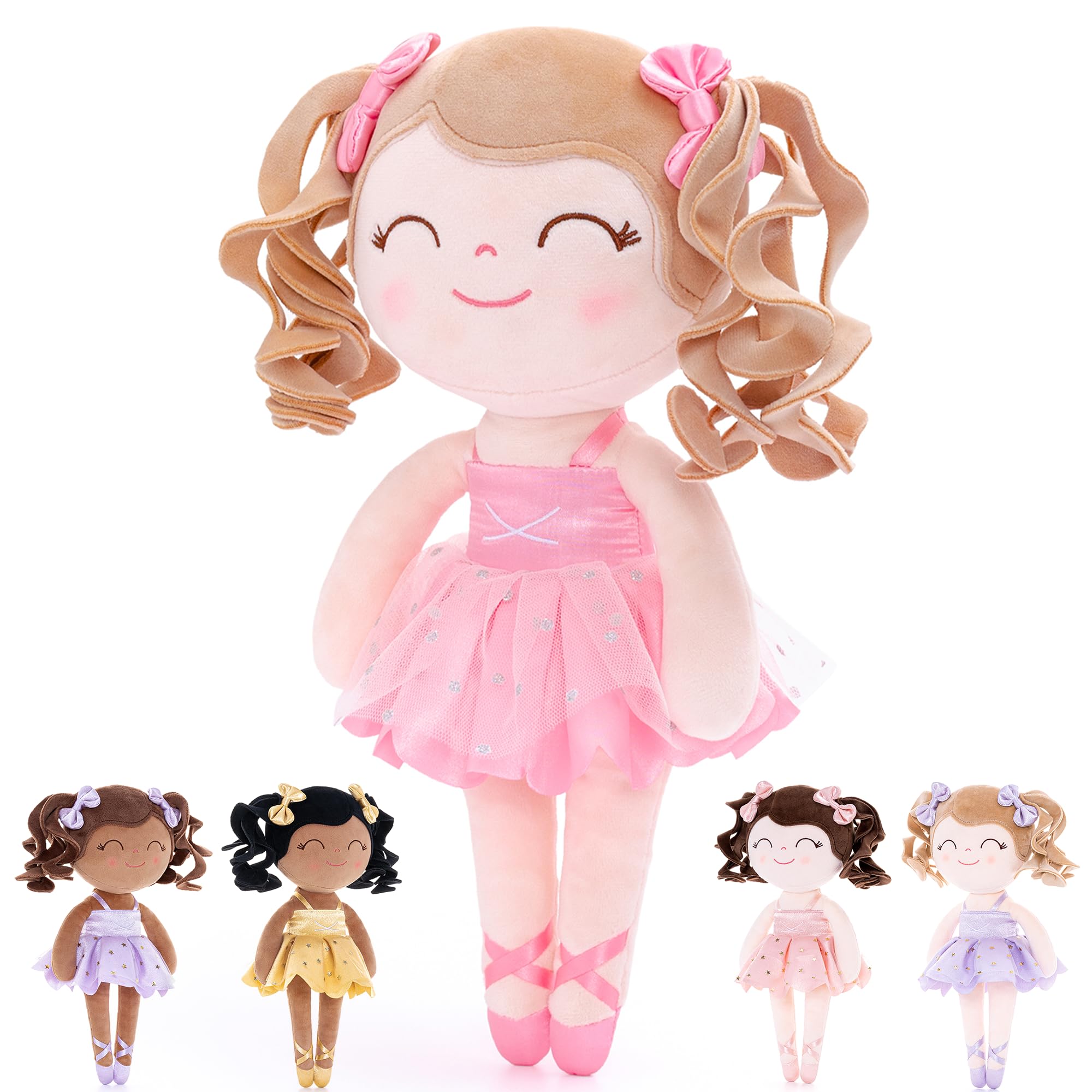 Soft Pink Baby Doll with Curly Hair - 33CM Plush Ballet Toy for Girls | Perfect Gift & Playtime