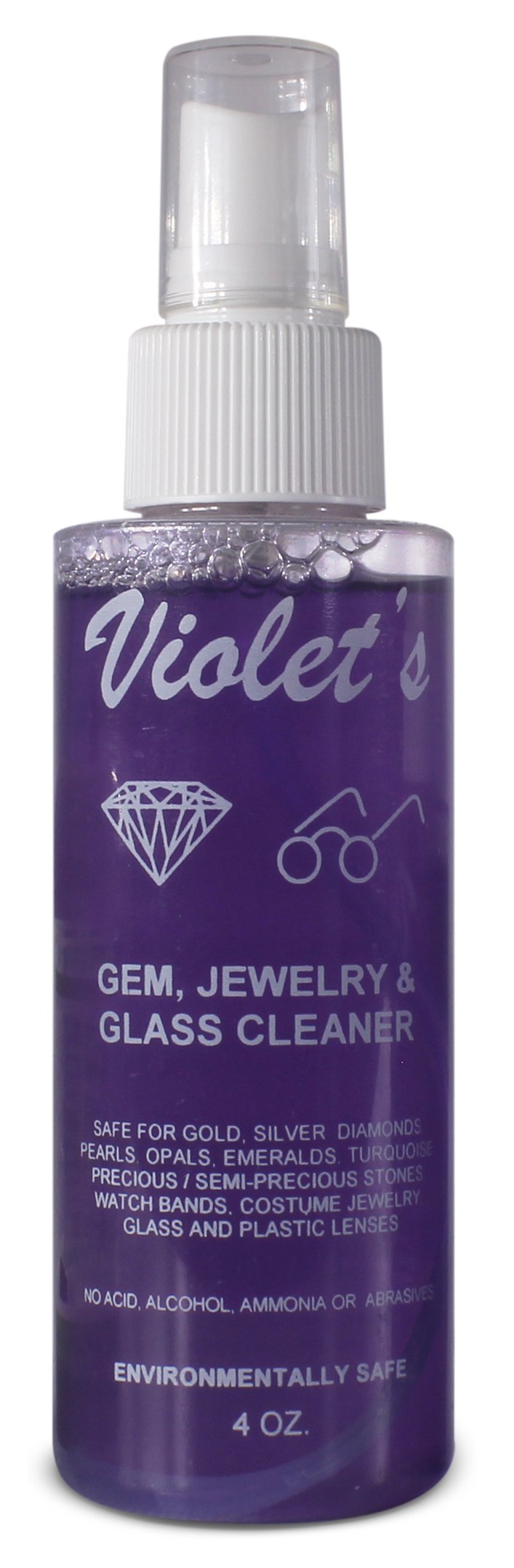 Violet's Gem & Jewelry Cleaner - 4 oz Spray Bottle for Necklaces, Rings & Earrings | Gentle Cleaning Solution for Diamonds, Gold & Silver Jewelry | Perfect for Daily Maintenance & Special Occasion Prep