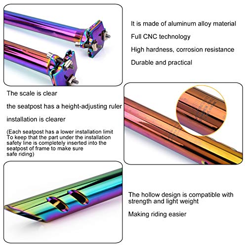 Lightweight CNC Aluminum Alloy 400MM Bike Seatpost - Adjustable MTB/Road Bike Saddle Post (27.2x400mm) for Mountain, Road & BMX Bikes | Perfect for Commuting, Trail Riding & Urban Cycling