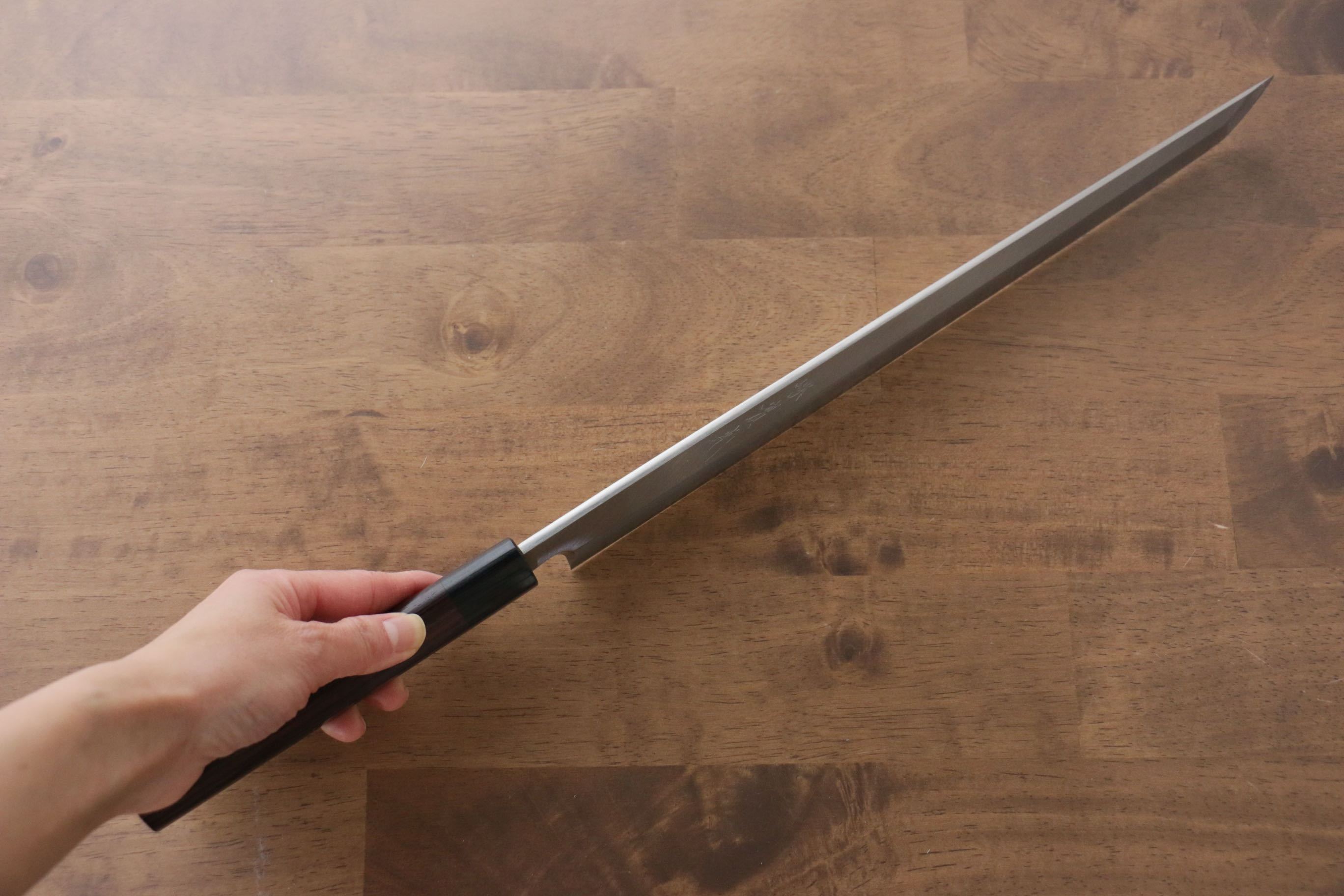 Premium Jikko Silver Steel No.3 Sakimaru Yanagiba 330mm - Japanese Sushi Knife with Ebony Handle - Perfect for Sushi Chefs & Professional Kitchen Use