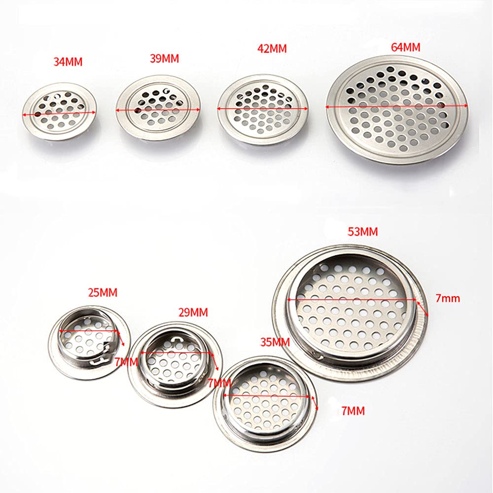 Stainless Steel Round Air Vents (29mm, 10PCS) - Kitchen, Bathroom, Cabinet & Wardrobe Ventilation for Better Airflow & Moisture Control