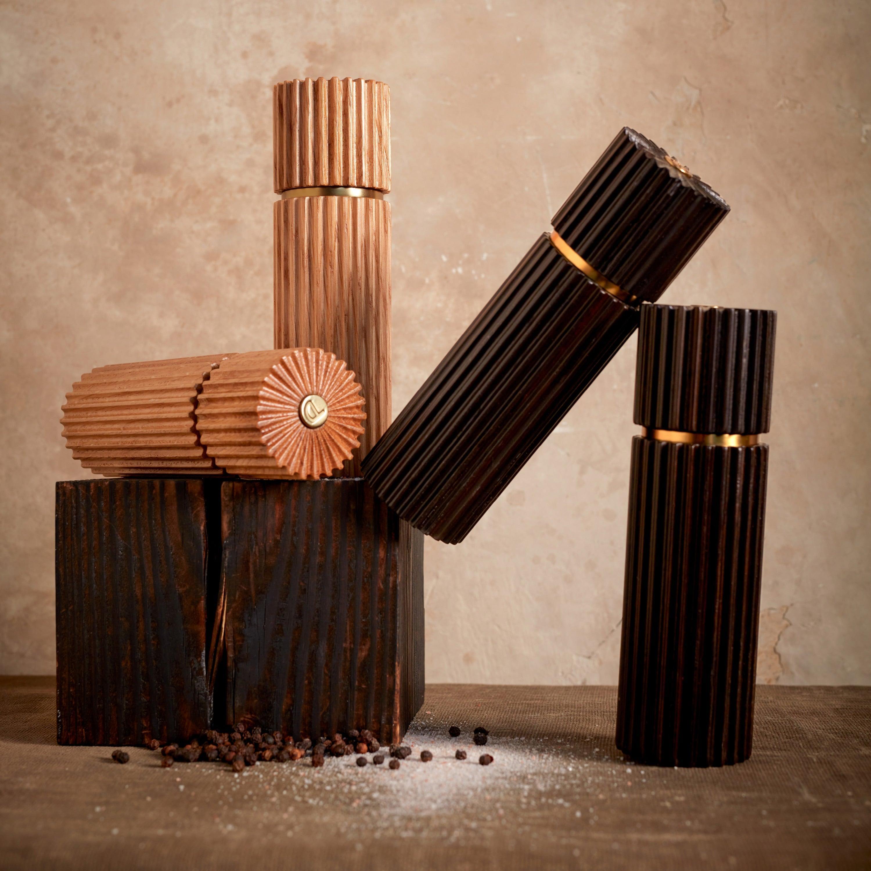Premium Ionic Salt and Pepper Grinder Set - Natural Oak Wood (2-Piece) for Gourmet Cooking & Dining Table Elegance