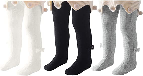 Black White Light Grey With Bow - 3 Pairs