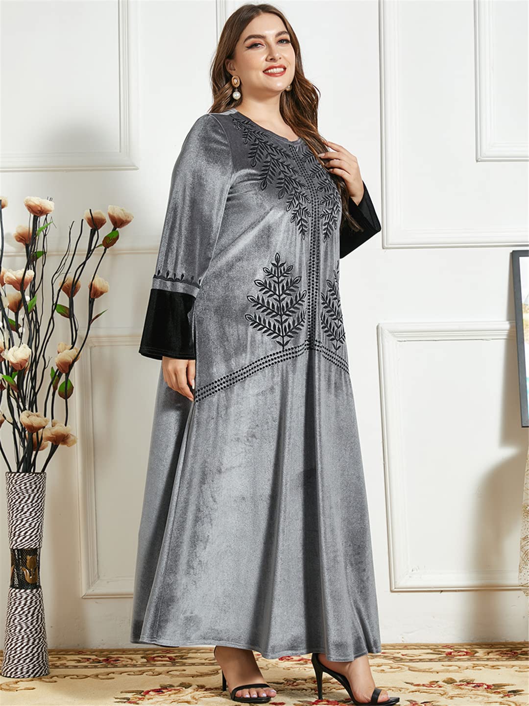 Elegant Turkey Winter Muslim Dress Dubai Abaya for Women - Embroidered Moroccan Kaftan Hijab Maxi Prayer Islamic Clothing | Perfect for Daily Wear, Mosque Visits & Special Occasions