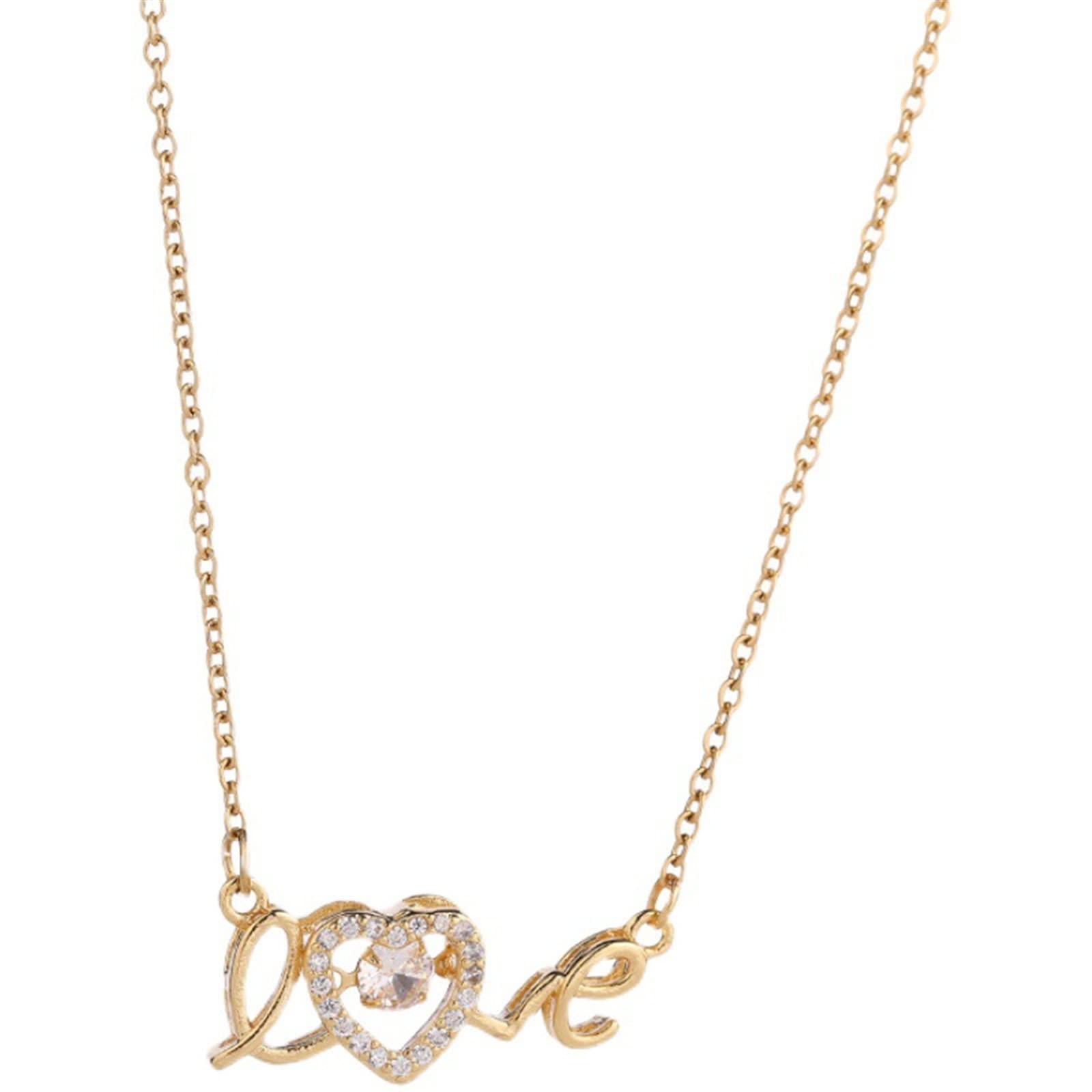 Gold Love Letter Pendant Necklace for Women - Personalized Name Jewelry Chain Choker, Romantic Birthday Wedding Party Gift for Her - Elegant Gold-Tone Necklace for Everyday Wear & Special Occasions