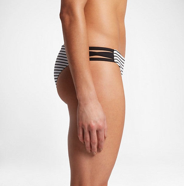 Hurley Women's Quick-Dry Surf Bottoms - White with Black Stripes | High-Performance Swim Bottoms for Surfing, Swimming & Beach Activities