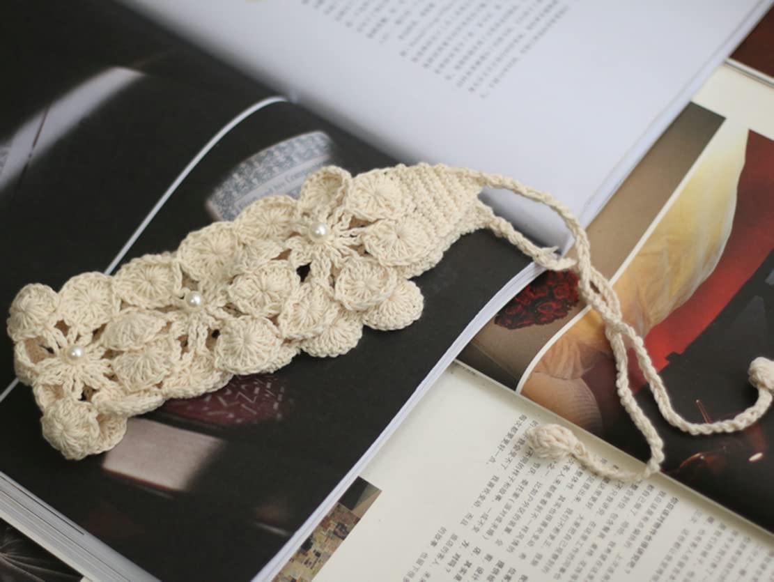 Ladies Handmade Floral Hair Bands - Boho Hair Accessories & Headbands for Women (Beige) | Perfect for Weddings, Parties & Everyday Style