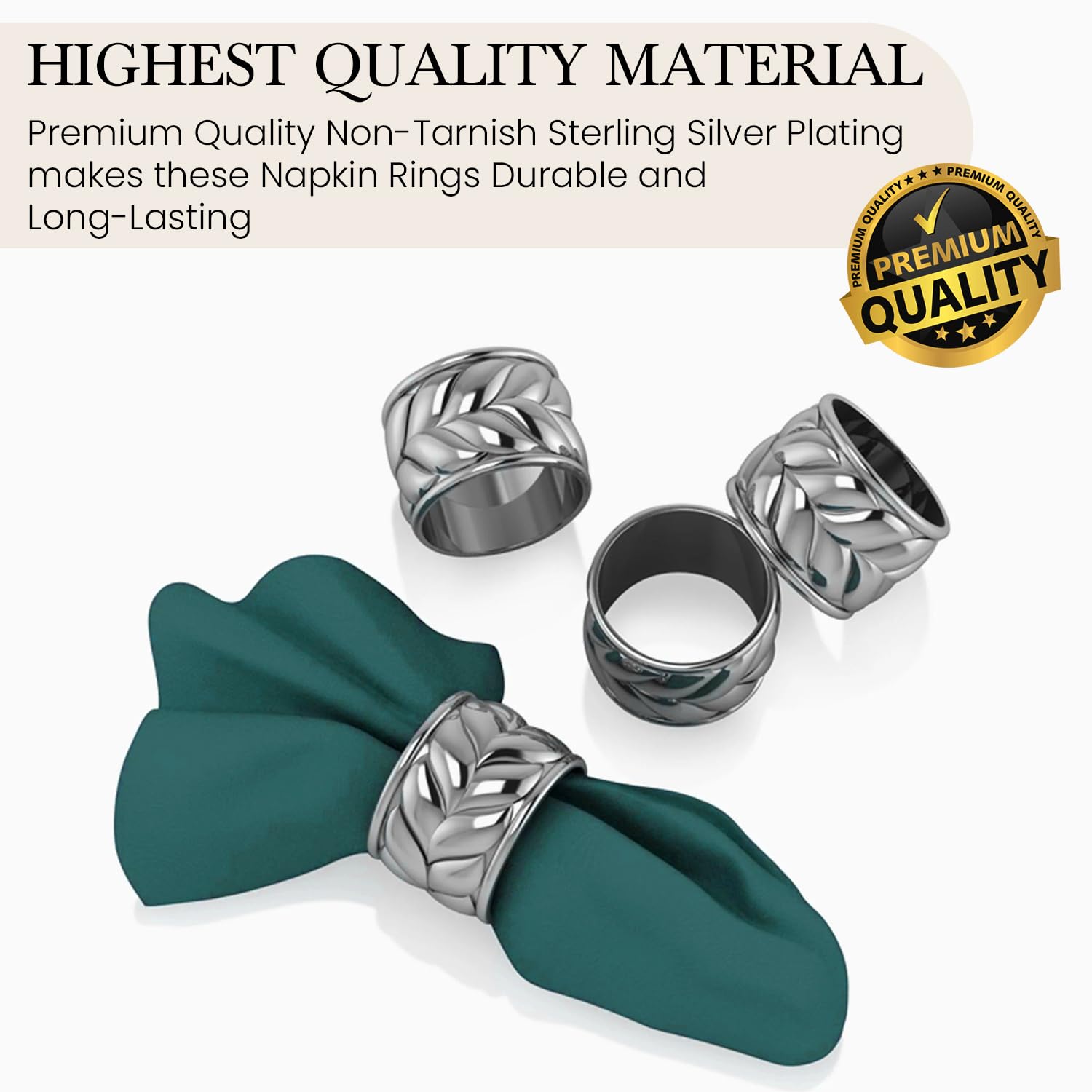 Elegant Silver-Plated Engravable Napkin Rings for Wedding & Dining - Personalized Stainless Steel Tableware Set in Premium Gift Box - Perfect for Formal Dinners, Bridal Showers & Holiday Tablescapes