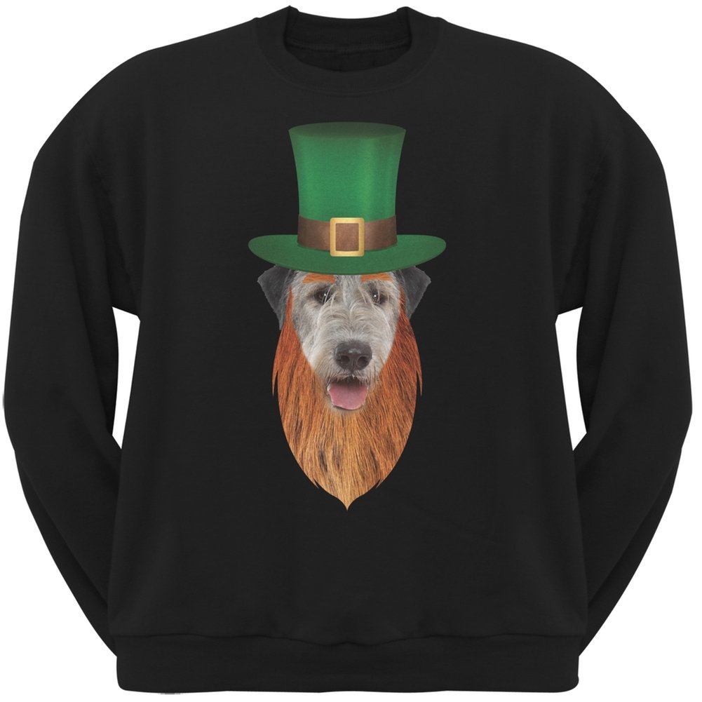 Irish Wolfhound Leprechaun St. Patrick's Day Black Sweatshirt for Adults - Perfect for Irish-Themed Parties & Casual Wear
