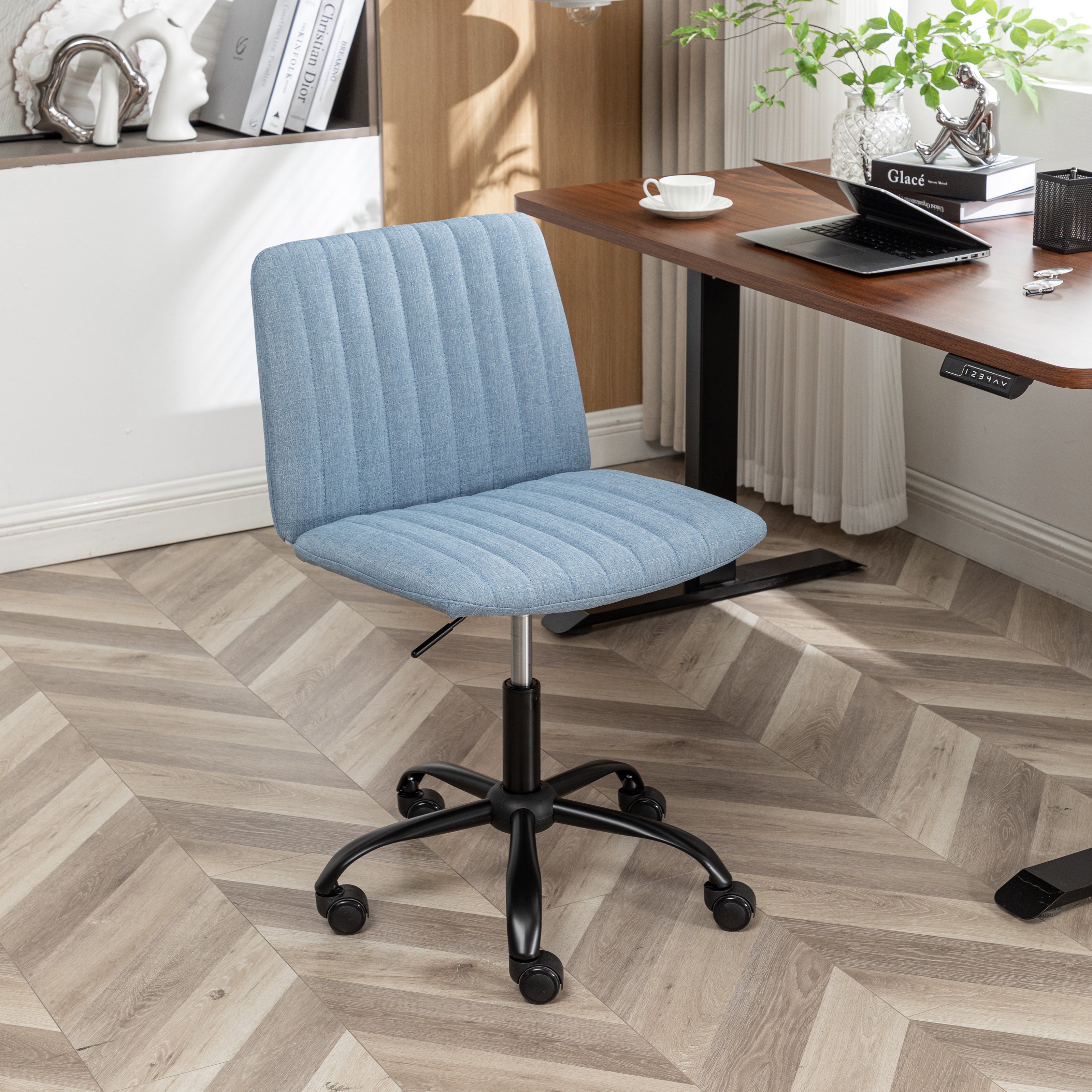 Roundhill Furniture Masar Fabric Swivel Office Chair - Ergonomic Desk Chair with Adjustable Height & Lumbar Support for Home & Office Workspace