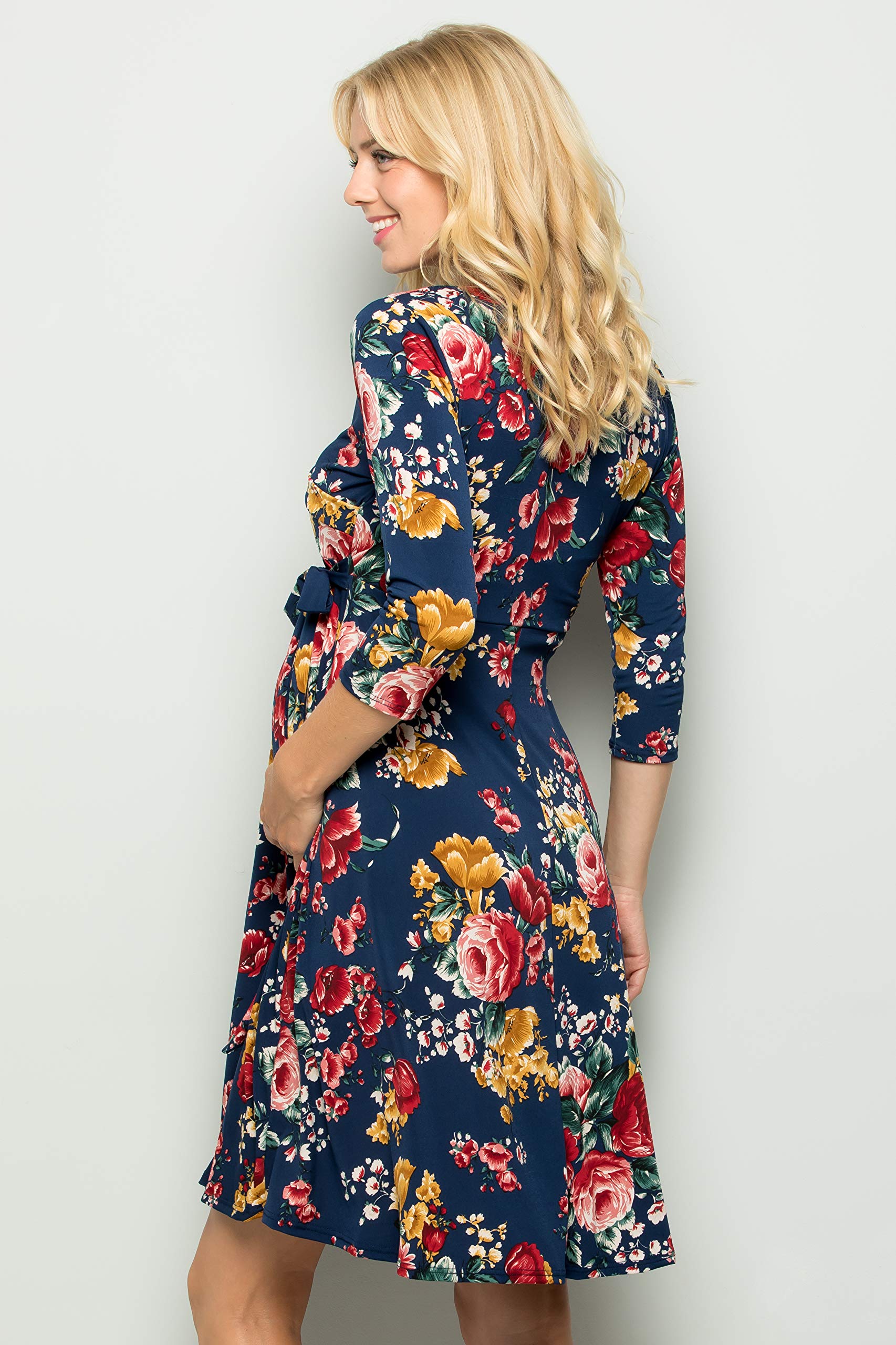 My Bump Women's Floral Maternity Dress - Made in USA - Comfortable Pregnancy Dress for Baby Shower, Maternity Photos & Everyday Wear