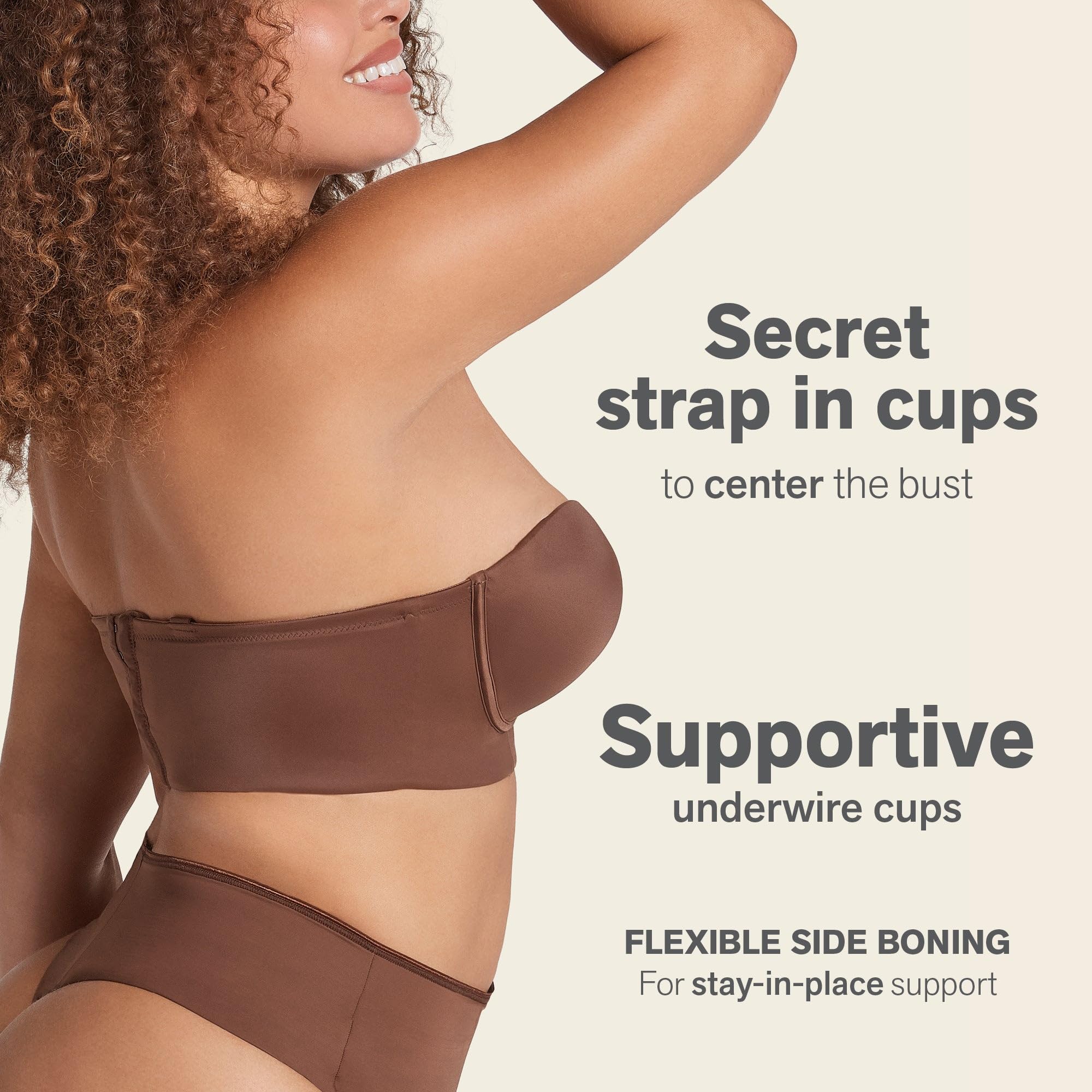 Leonisa Strapless Underwire Full Coverage Longline Bra for Women - Back Smoothing Bras | Perfect for Weddings, Evening Dresses & Special Occasions