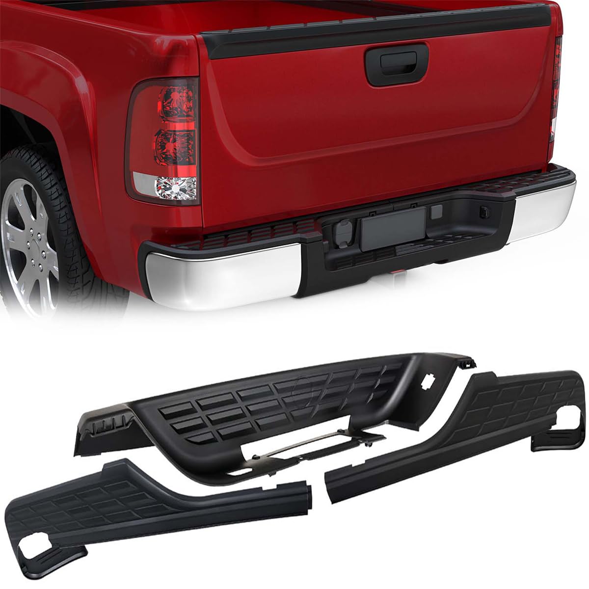 2007-2013 Chevy Silverado & GMC Sierra 1500 Rear Bumper Step Pad Set - Replacement for GM1191129, GM1191125, GM1191124 | Durable Protection for Truck Bumper | Perfect for Loading, Towing & Off-Road Adventures