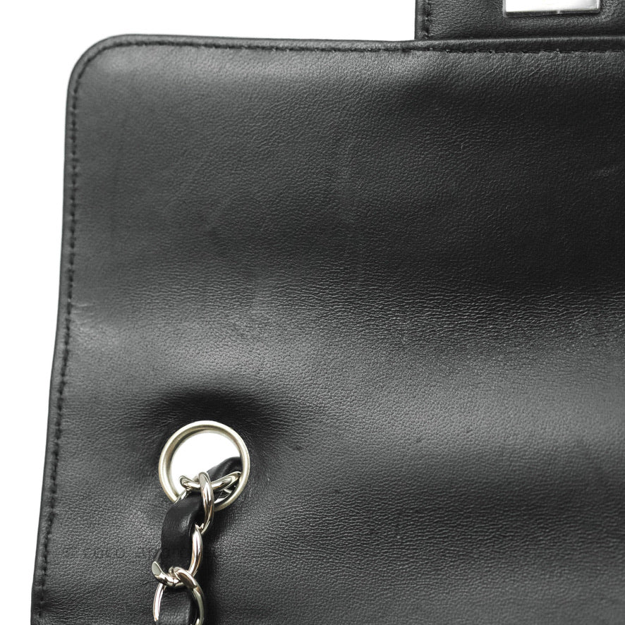 Chanel Chevron Mini Rectangular Flap Bag in Black Lambskin Leather with Silver Hardware - Perfect for Evening Events & Luxury Fashion Accessories