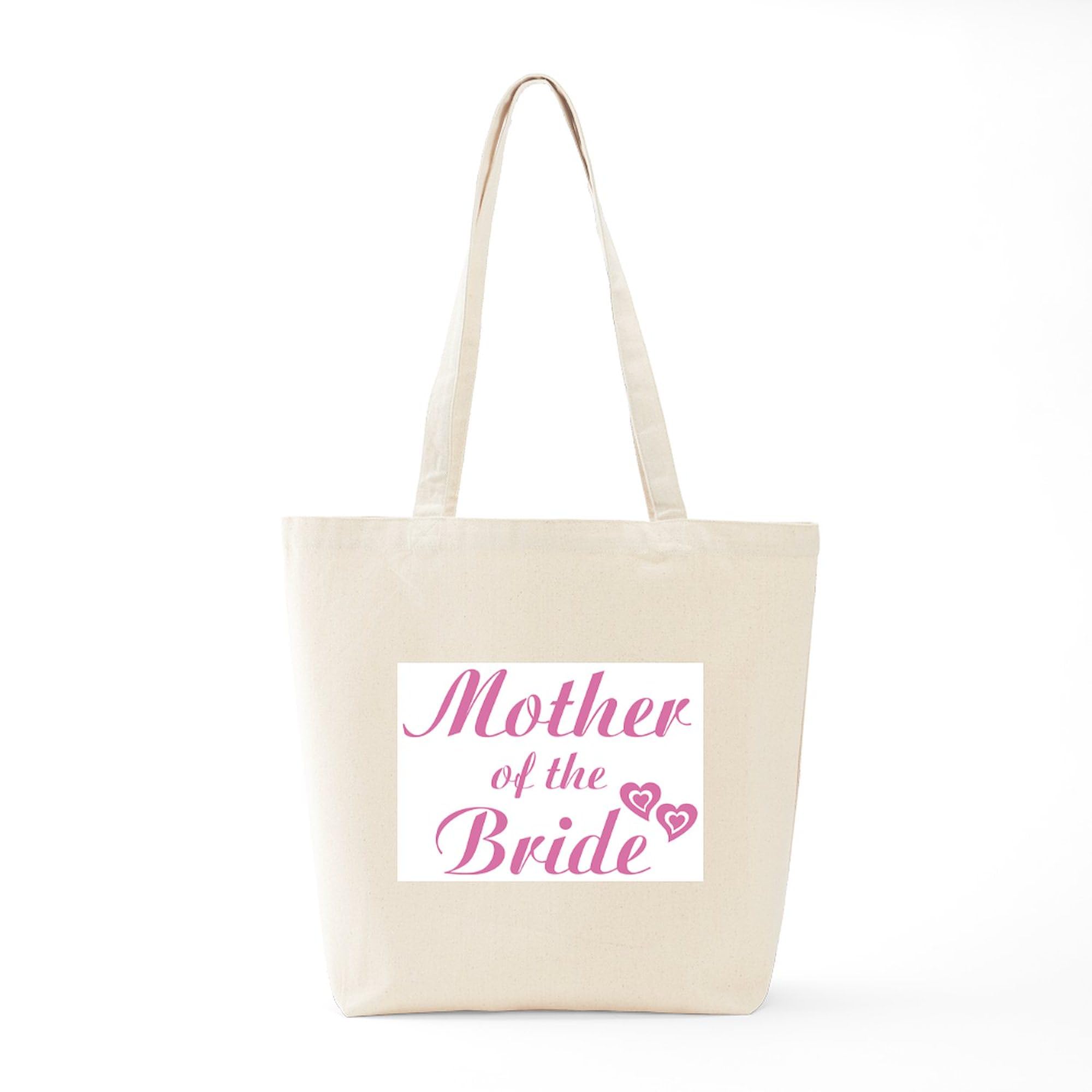 Pink Mother of the Bride Tote Bag - Natural Canvas Reusable Shopping Bag for Weddings, Bridal Showers & Special Occasions