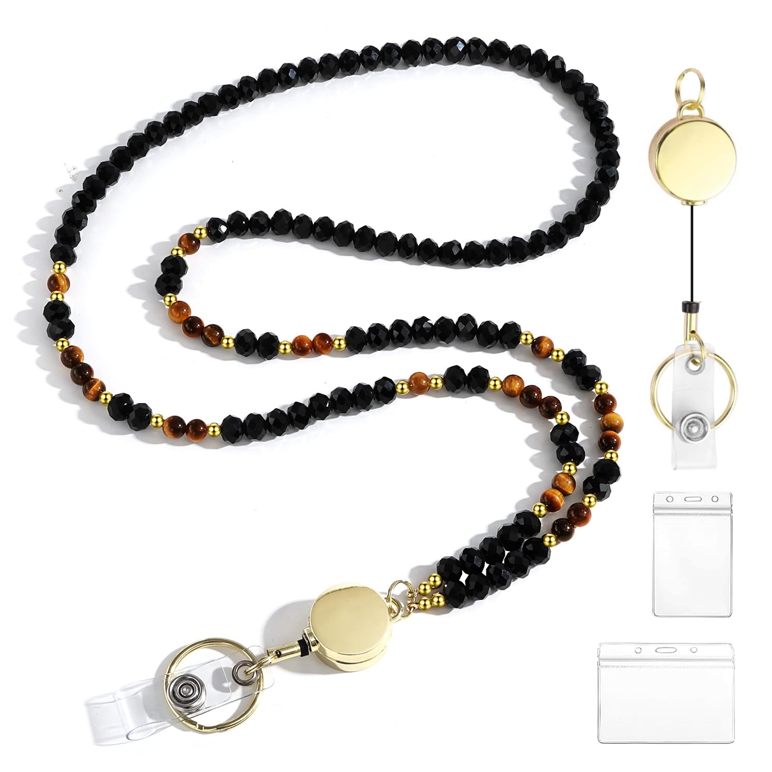 Crystal Beaded Lanyard for Women - ID Badge & Keys Holder for Teachers