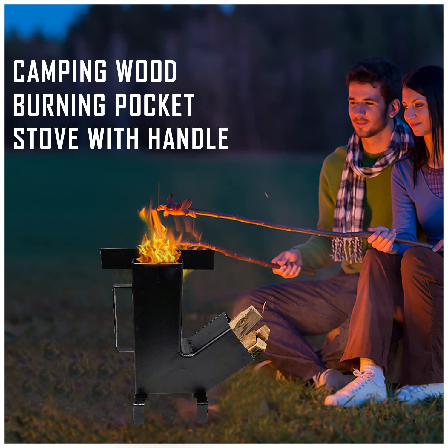 Portable Camping Rocket Stove with Handle - Lightweight Survival Cooking Heater for Outdoor Adventures, Emergency Preparedness & Backpacking