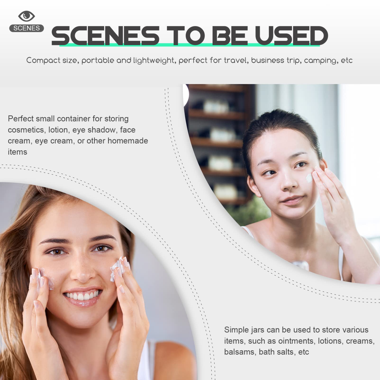 EXCLUZO 30g Sample Jars with Lids - Leakproof Cosmetic Containers for Makeup, Skincare, Travel Accessories - Perfect for DIY Beauty Products, Essential Oils & Travel-Sized Toiletries