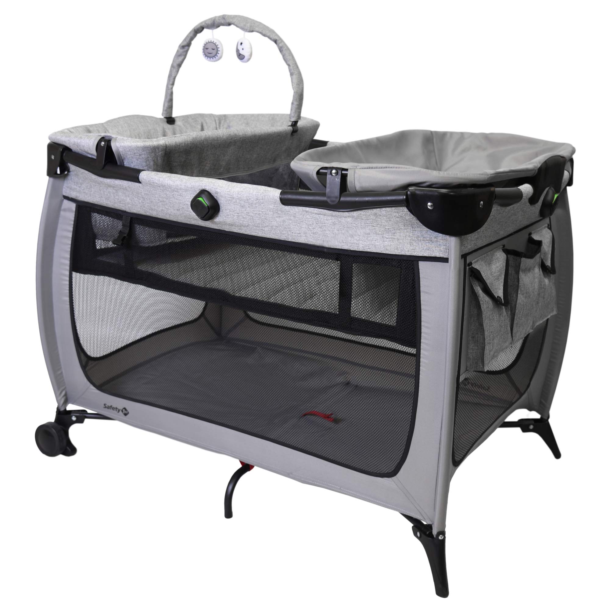 Safety 1st Safe Stages Playard - Portable Baby Play Yard with Removable Bassinet & Changing Station | Perfect for Nursery, Travel & Indoor Playtime (Morning Fog)