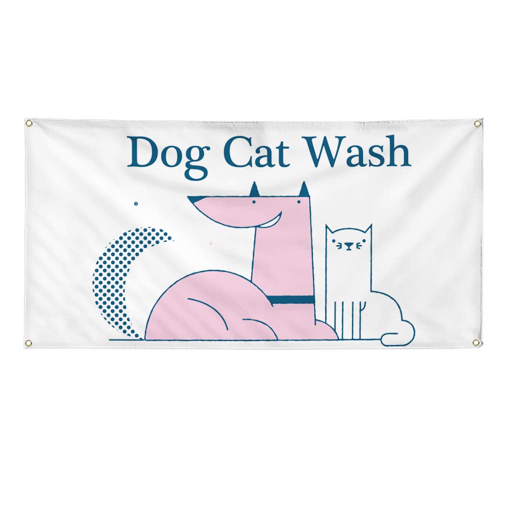 Durable Vinyl Banner for Outdoor Advertising - Weatherproof Dog & Cat Wash Sign with 8 Grommets (48x96 Inches) - Perfect for Business, Yard Signs & Industrial Use