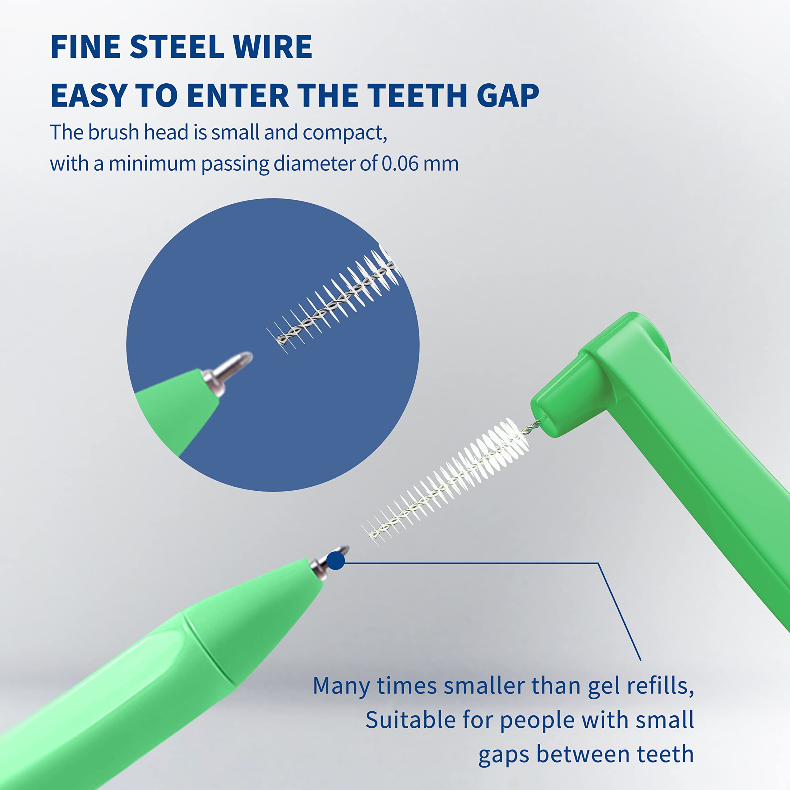 80 Count Interdental Brushes for Teeth Cleaning - Dental Floss Picks with Angled Heads & Portable Case - Oral Hygiene Tools for Tight Teeth (Green) - Perfect for Travel, Braces Care and Daily Dental Routine
