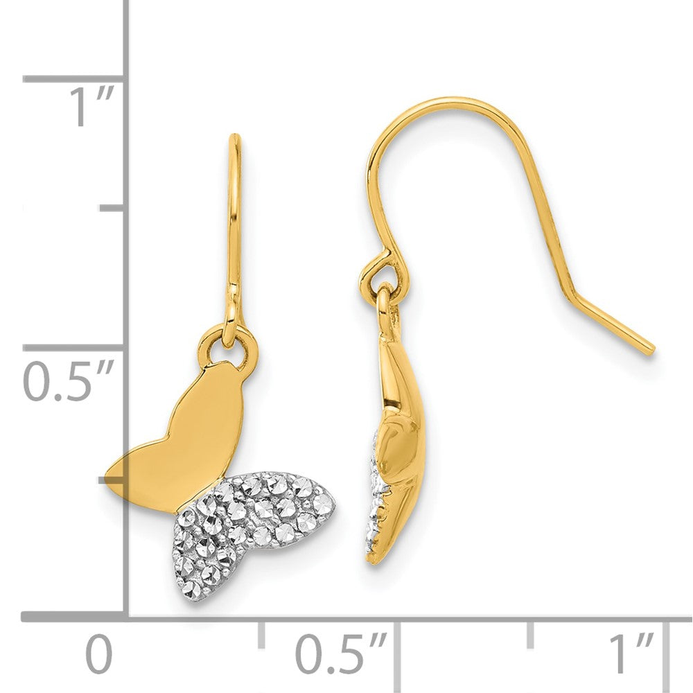 Gold Diamond Cut Butterfly Dangle Earrings TF2370 - Elegant Jewelry for Women, Perfect for Parties, Weddings & Special Occasions