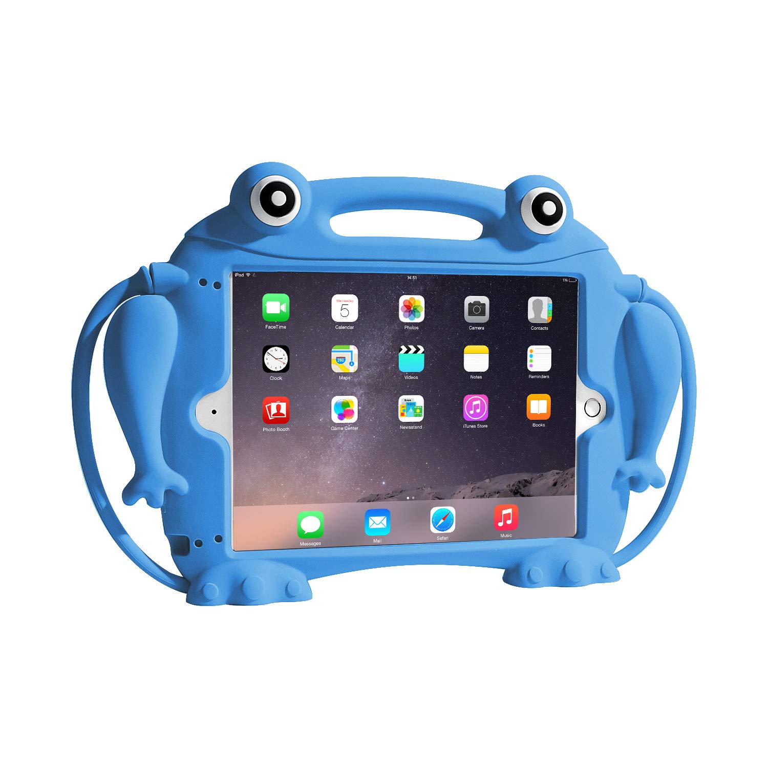 Shockproof Silicone Frog iPad Case with Handle Stand for Kids - Compatible with iPad 9.7 (5th/6th Gen), iPad Air 1/2, iPad Pro 9.7 - Durable Protective Cover for School, Travel & Playtime (Blue)
