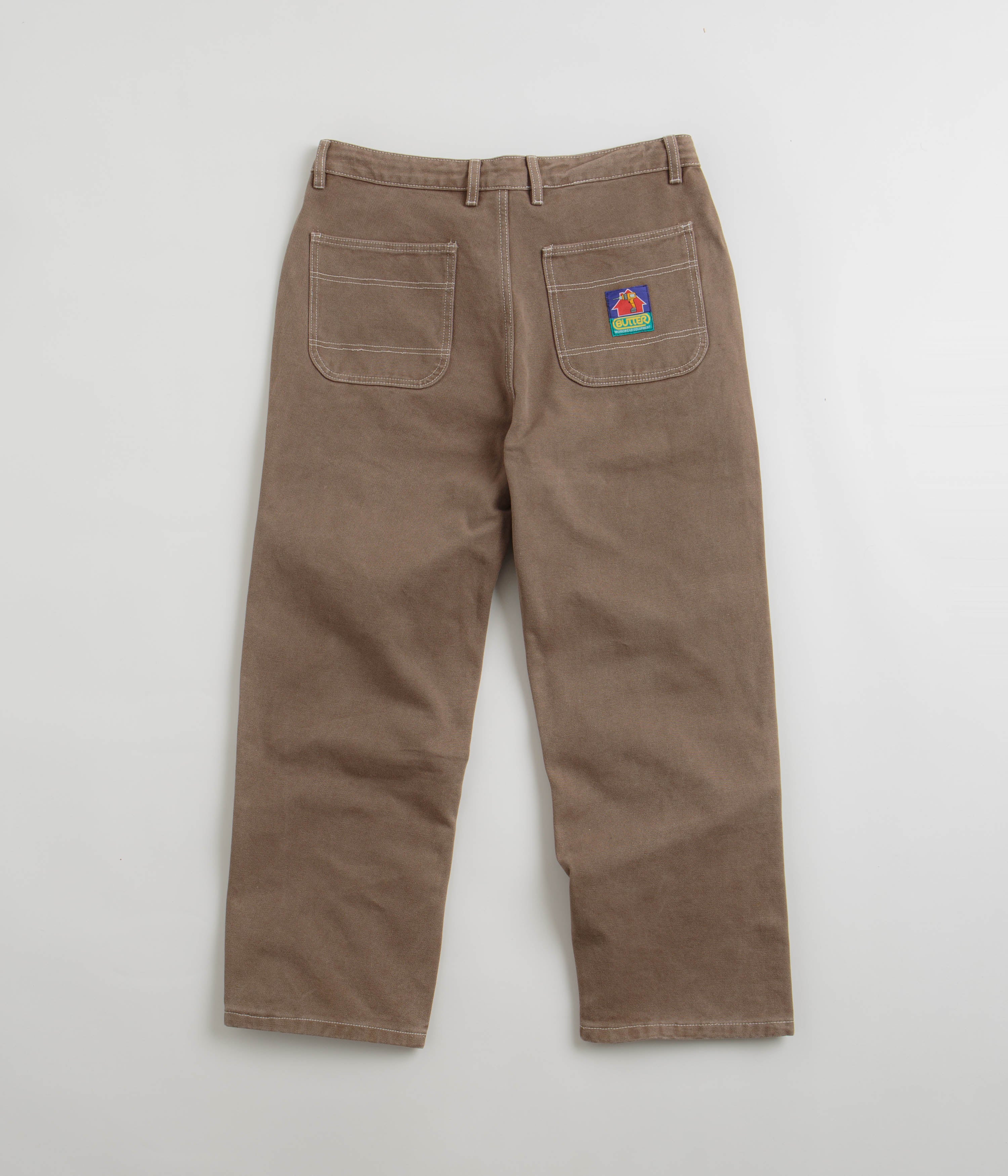 Butter Goods Work Double Knee Pants - Washed Brown Denim Workwear for Men | Durable & Stylish for Construction, Carpentry & Outdoor Work