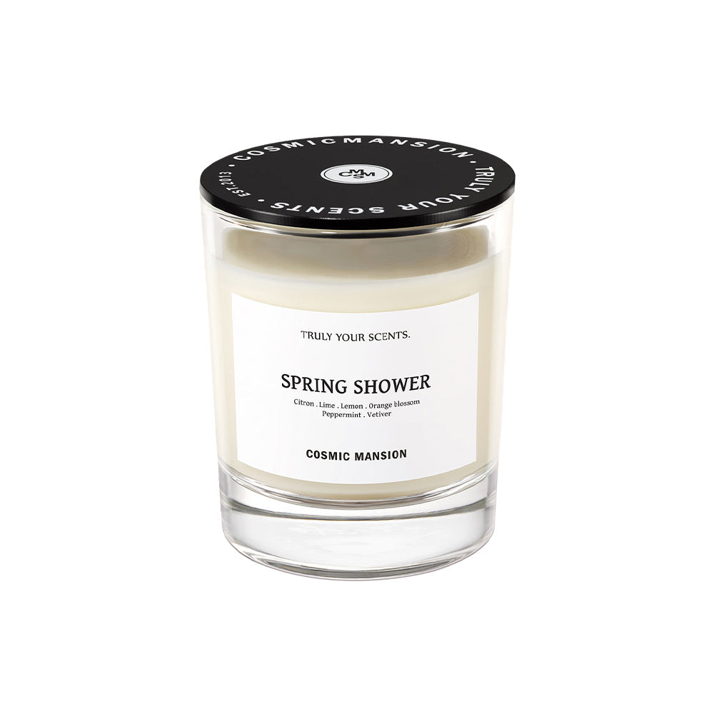 Cosmic Mansion Spring Shower Scented Candle - 180g & 250g Soy Wax Candles for Home Relaxation & Aromatherapy | Perfect for Living Room, Bedroom & Bathroom Decor