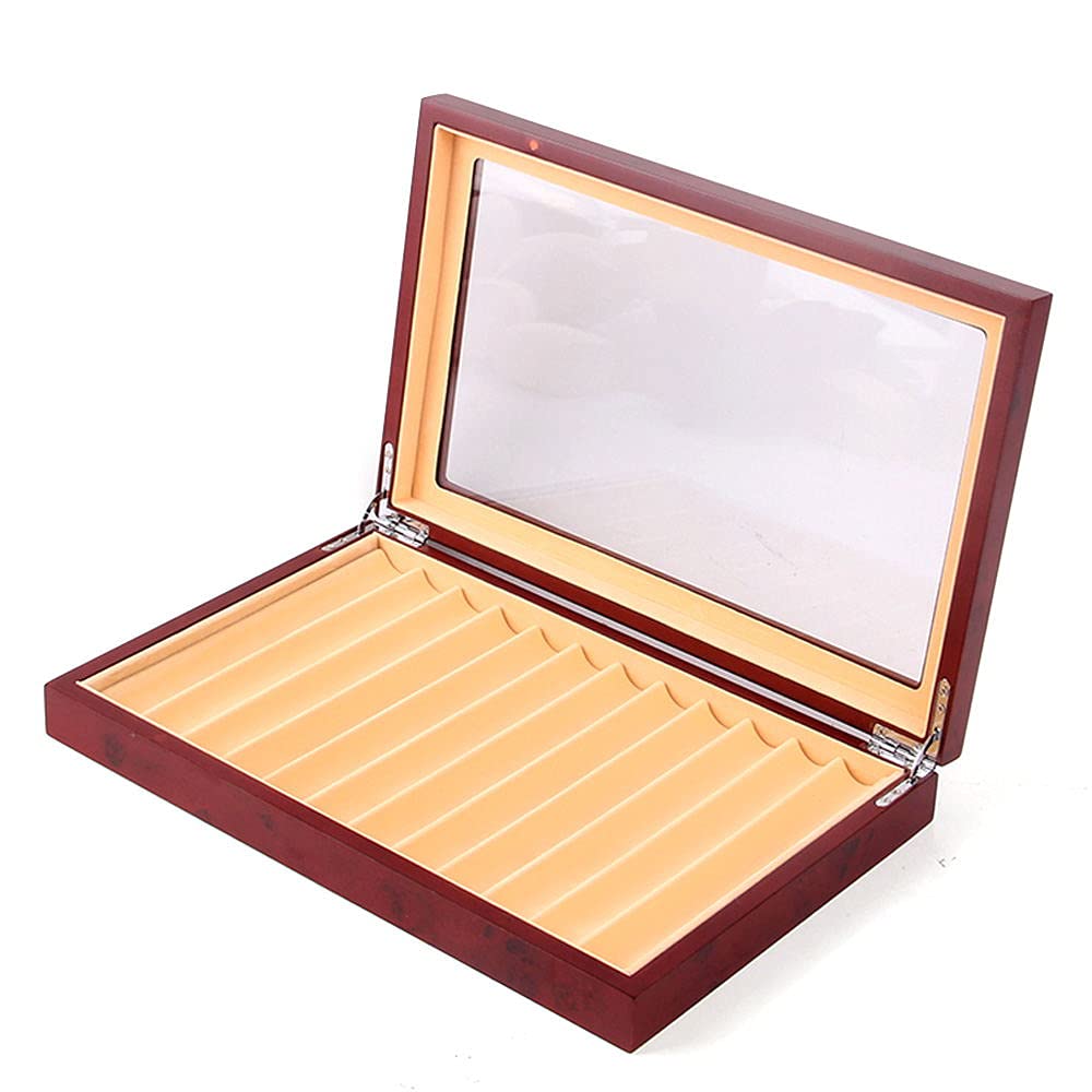 2-Layer Wooden Pen Display Box with Glass Window - 12 Slot Fountain Pen Organizer & Collector Storage Case for Writing, Calligraphy, and Office Use