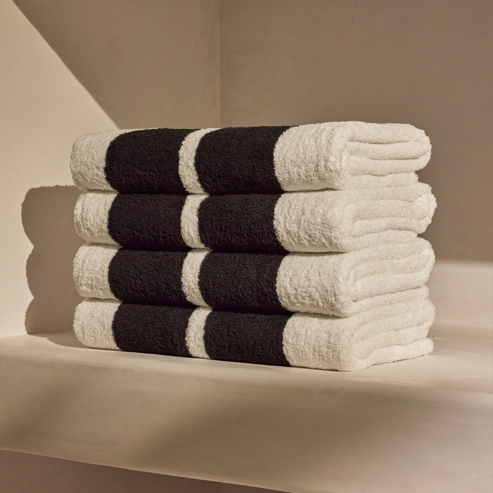Premium Double Stripe Beach Towel - Soft & Absorbent White & Black Striped Towel for Pool, Beach, Yoga & Travel - Quick Dry & Lightweight