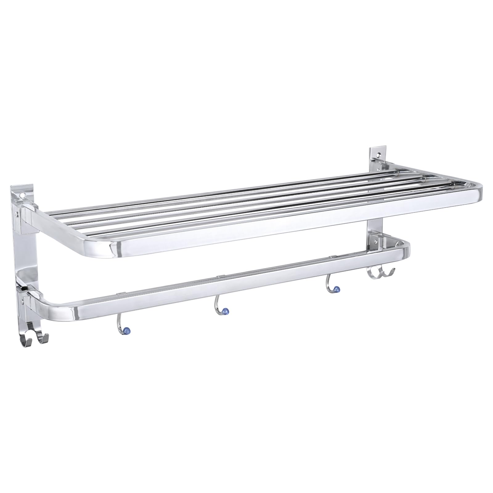 Premium Stainless Steel Bathroom Towel Holder - 24 Inch Foldable Towel Rack with Hanger | Space-Saving Bathroom Accessory for Small Spaces & Modern Homes