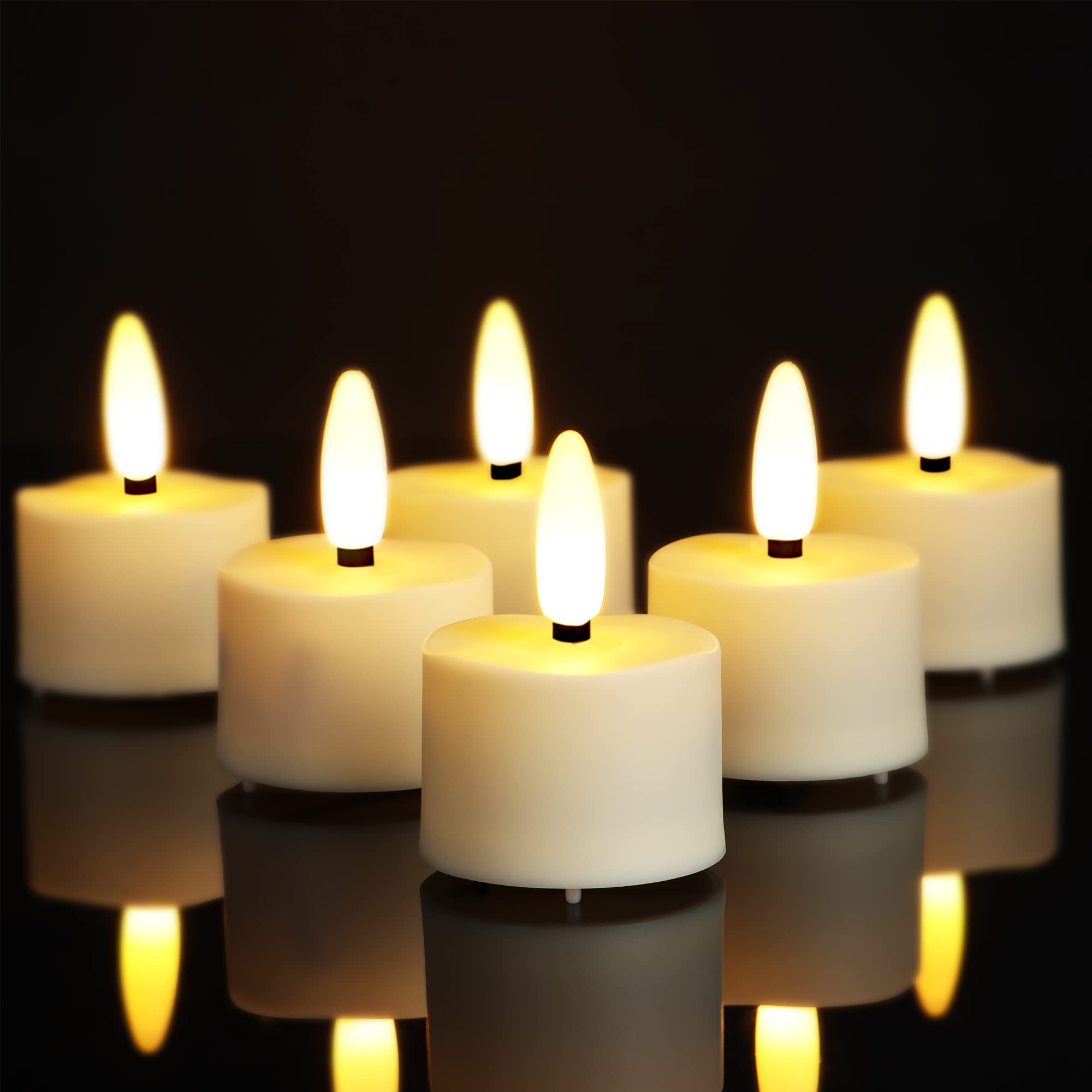 ZIYOODOLI 6-Pack USB Rechargeable LED Candles with Remote Control, Timer & Flickering Flame - Warm White Light, Dimmable Electric Candles for Christmas, Halloween, Home Decor, Parties & Romantic Dinners