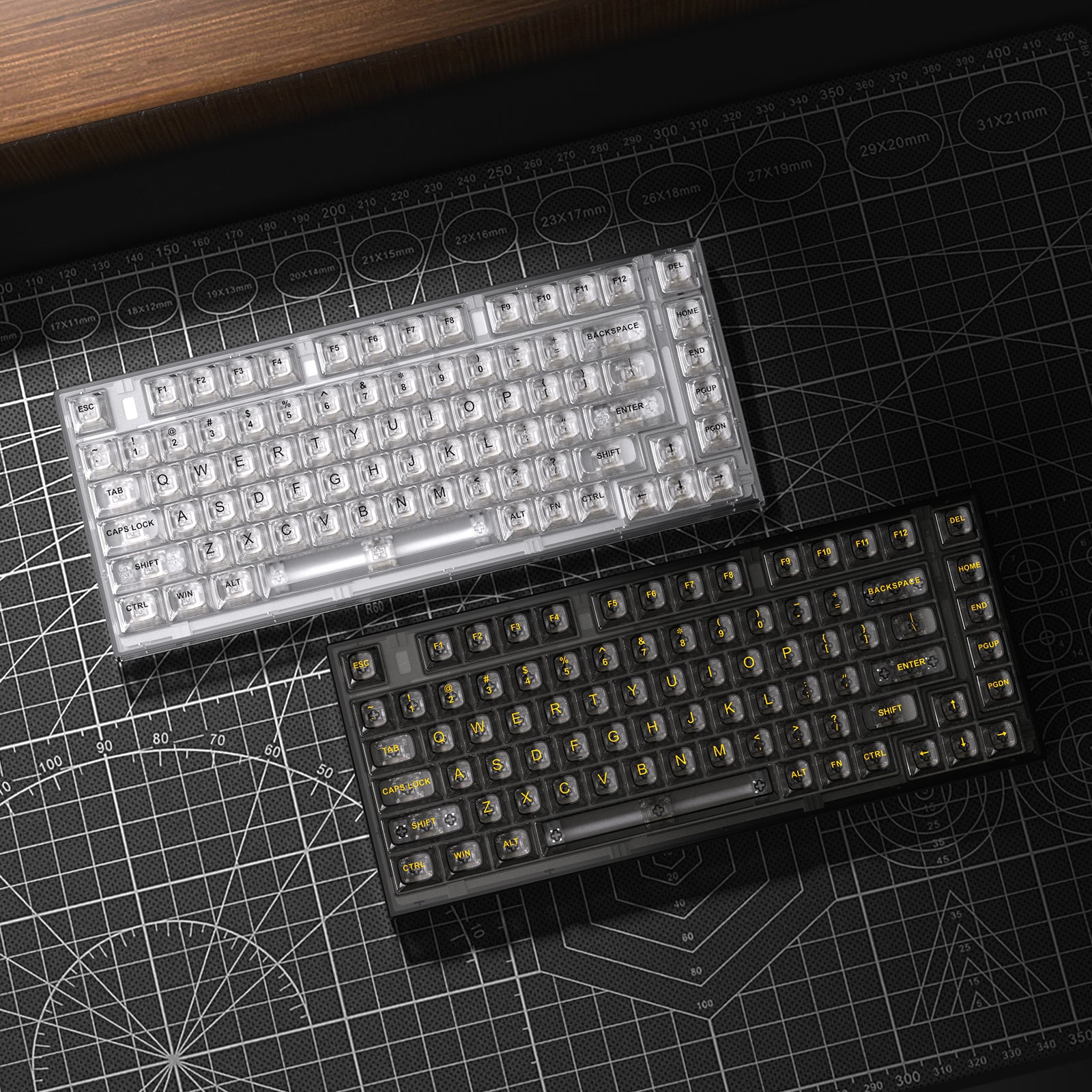 YUNZII X75 82-Key Hot-Swappable Gasket Mount Transparent Mechanical Keyboard - Wired Gaming Keyboard for PC, Mac, Typing & Office Work