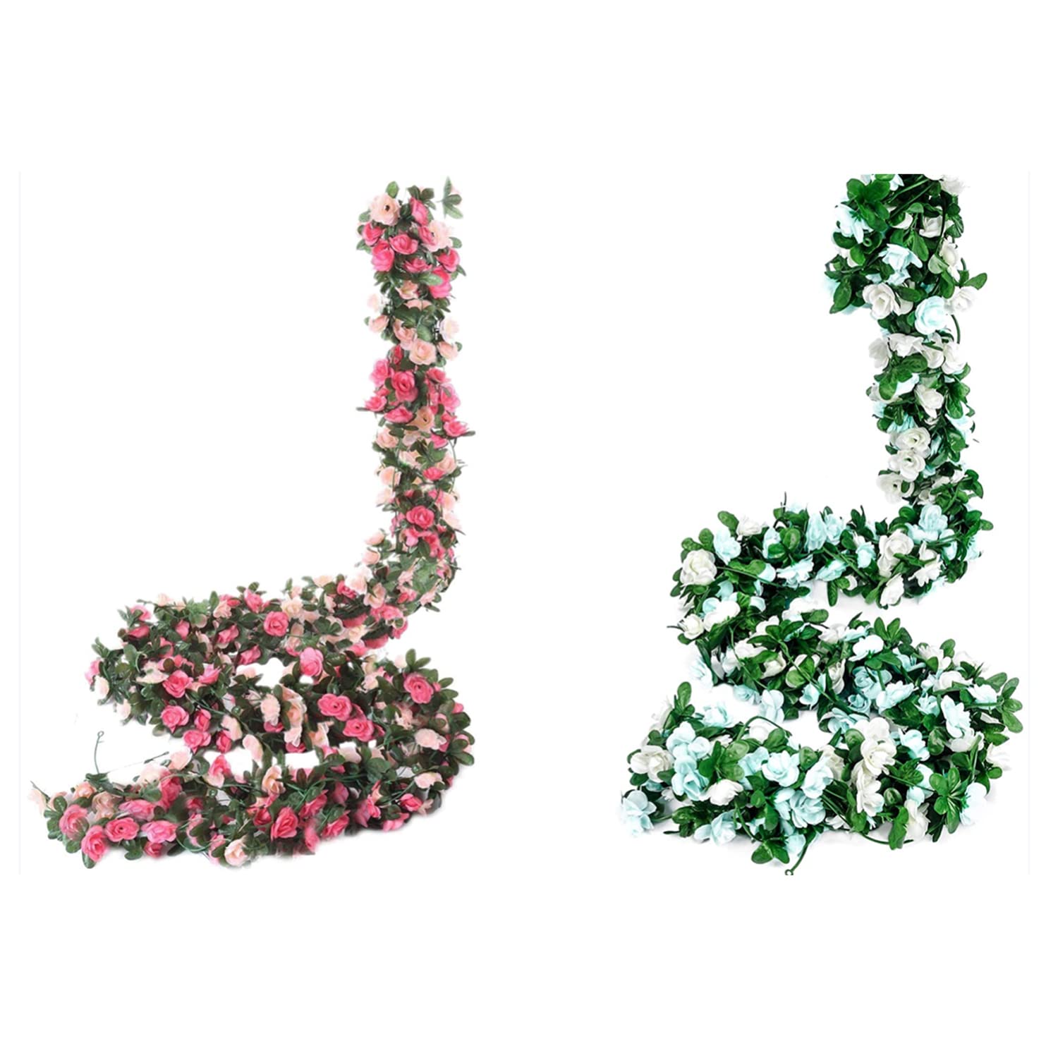 Miracliy 8 Pack 66FT Artificial Rose Vine Garland - Fake Hanging Flowers for Wedding, Party, Home & Garden Decor - Realistic Silk Floral Decorations for Indoor Outdoor Events
