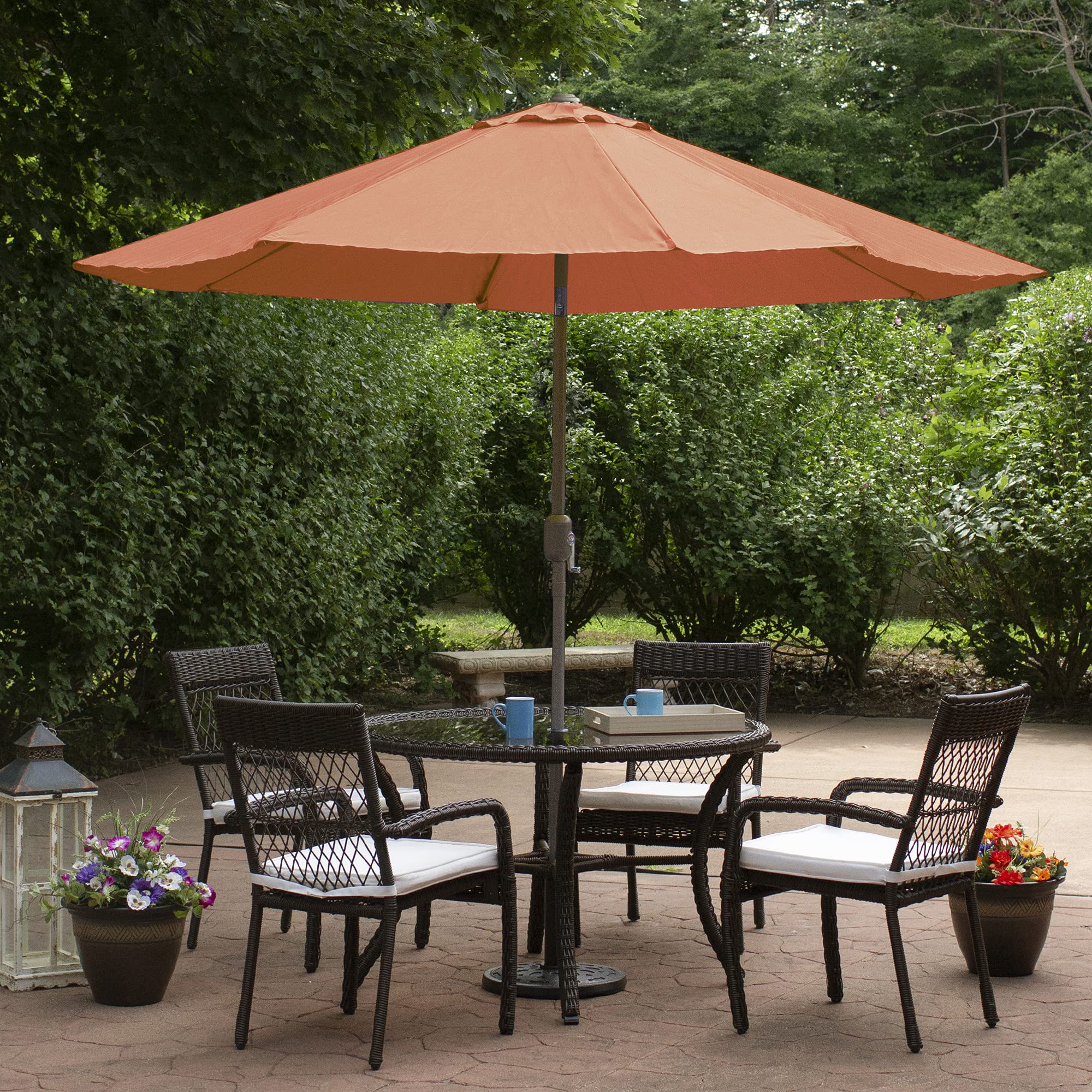 Northlight 9ft Orange Outdoor Patio Umbrella with Hand Crank & Tilt - Perfect for Poolside, Backyard, and Garden Shade