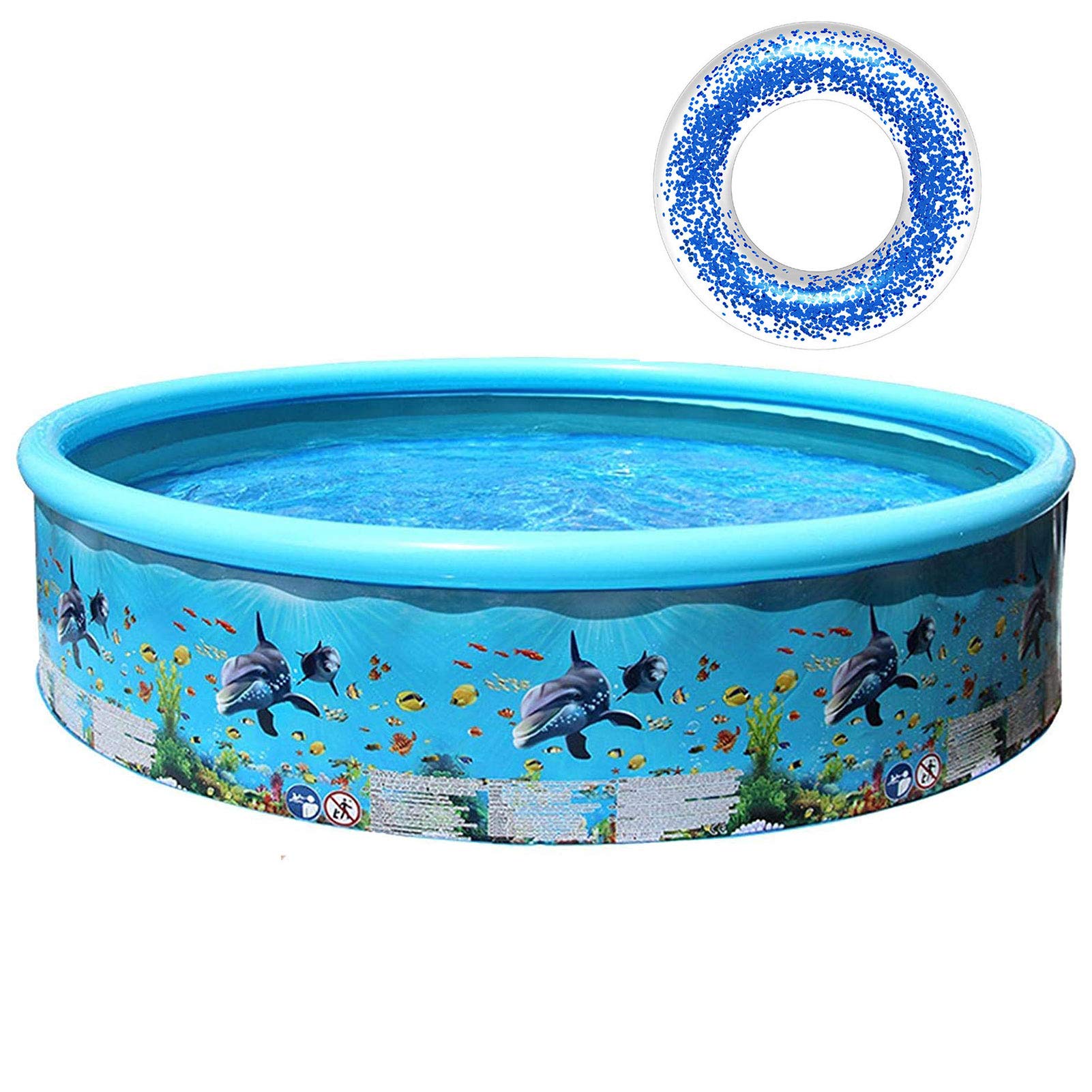 HUANLIAN Inflatable Kids Pool with Blue Swimming Ring - Portable Paddling Pool for Toddlers & Children - Summer Outdoor Water Play for Family Fun - Perfect for Backyard, Beach, and Garden Parties