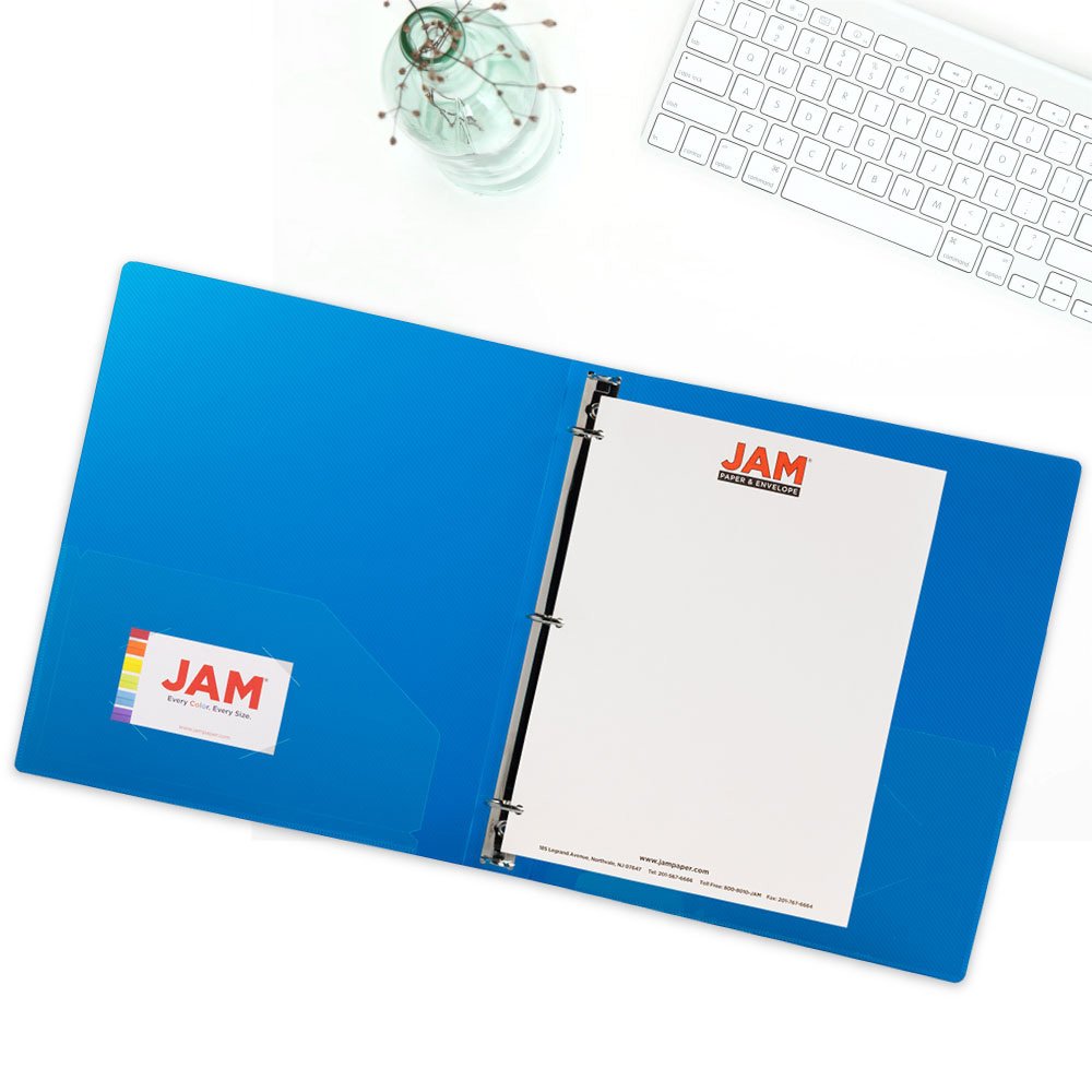 JAM PAPER Plastic 1 Inch Binders - 3 Ring Binder in Blue - Bulk Pack of 24 for School, Office & Home Organization | Durable Binders for Documents, Reports & Presentations