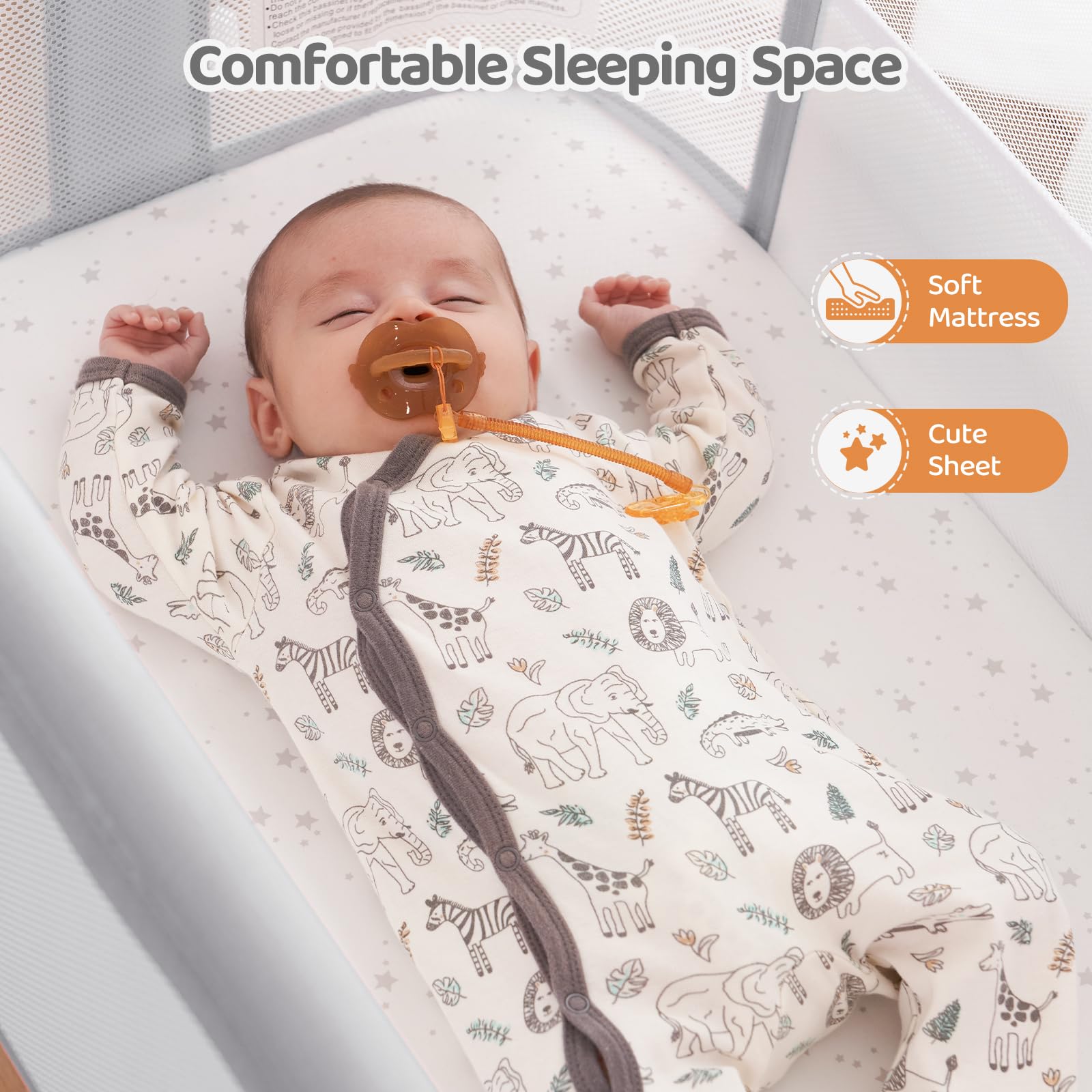 Ezebaby Portable Adjustable Baby Bassinet Bedside Sleeper - 7 Height Settings, Breathable Mesh Sides with Included Mattress & Sheet | Perfect for Newborns & Infants | Ideal for Nursery, Bedroom & Travel Use
